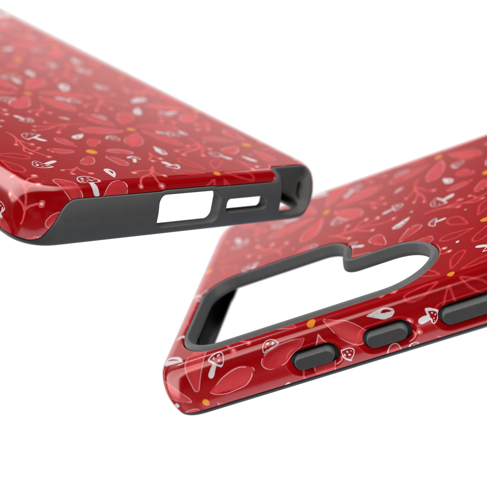 Red Flora Hand Designed Print Tough Cases Printify