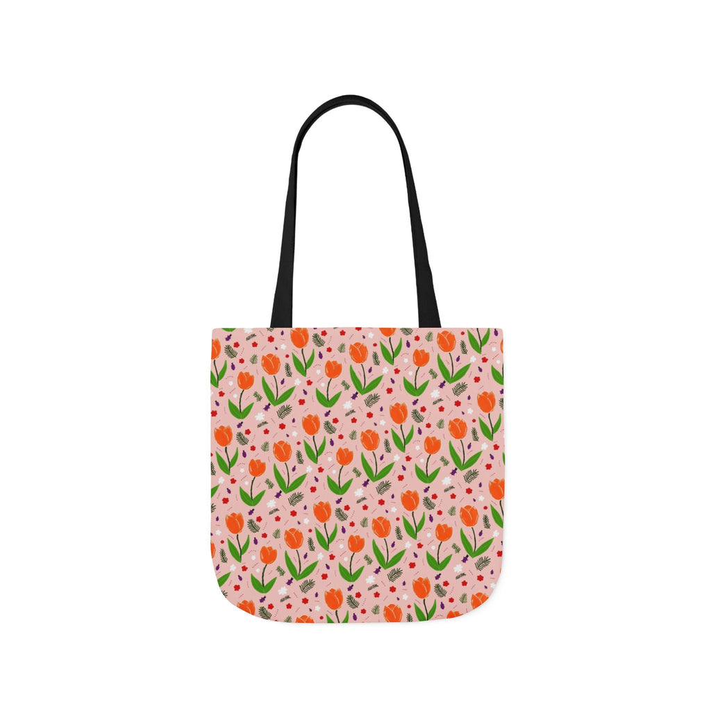 Orange Tulip Hand Designed Art Botanic Canvas Tote Bag, 5-Color Straps Printify
