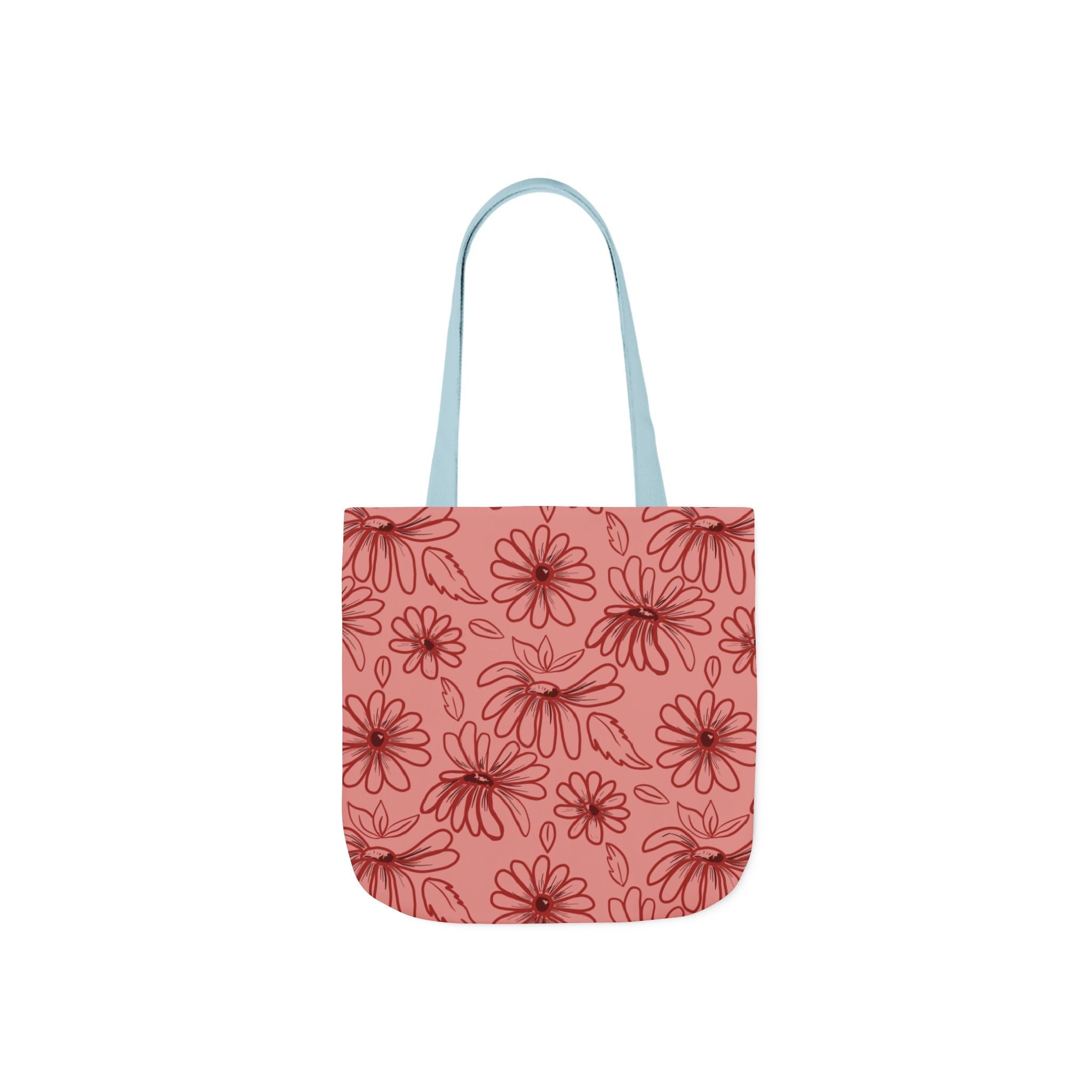 Red Flower Reusable Hand Designed Prints Canvas Tote Bag, 5-Color Straps Printify