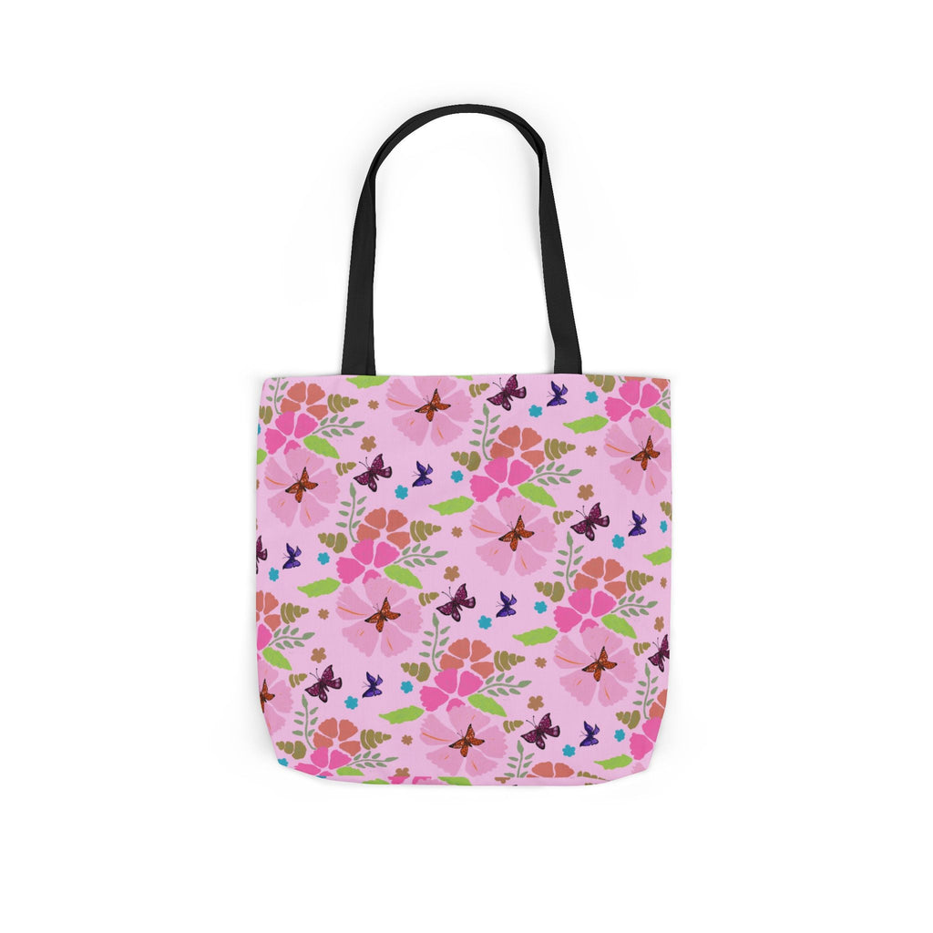 Pink Butterfly Garden Canvas Tote Bag, 5-Color Straps Printify