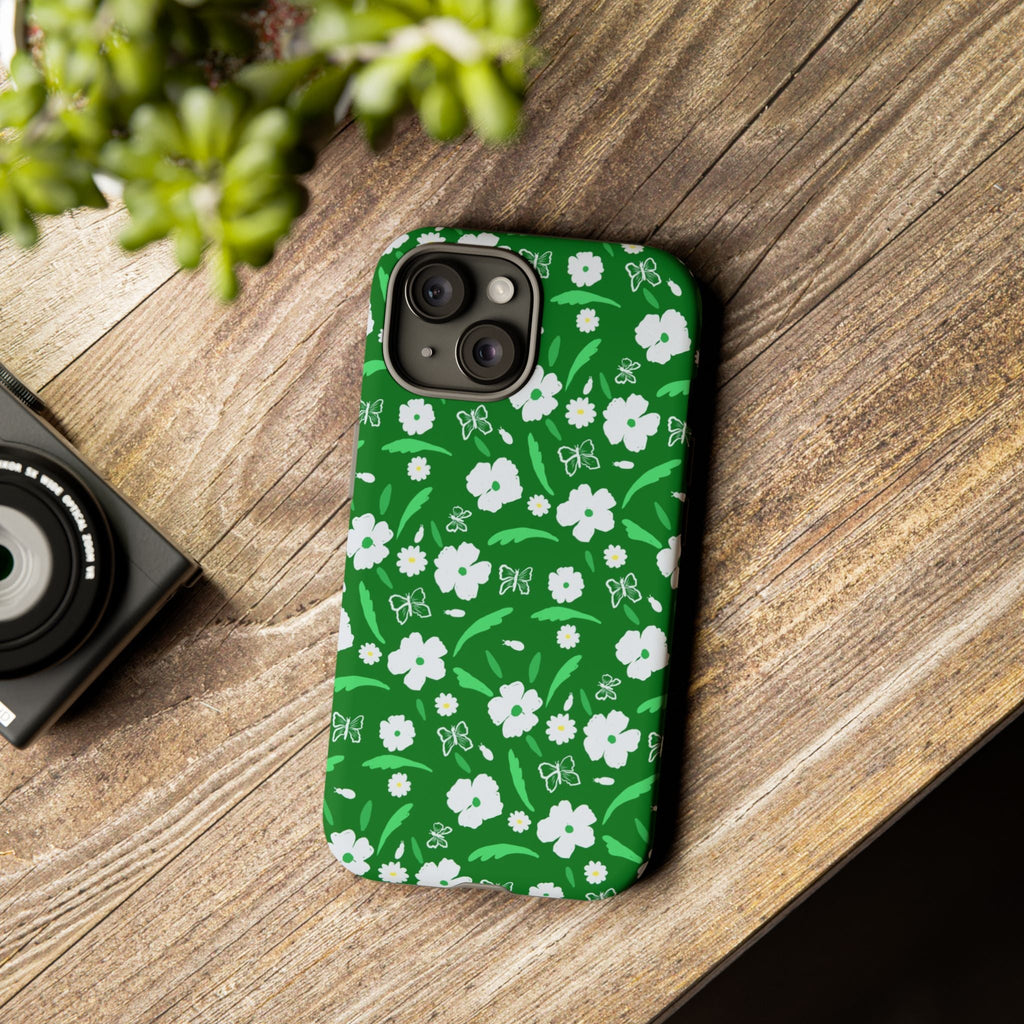 Green Meets White Flora Hand Designed Prints Tough Cases Printify