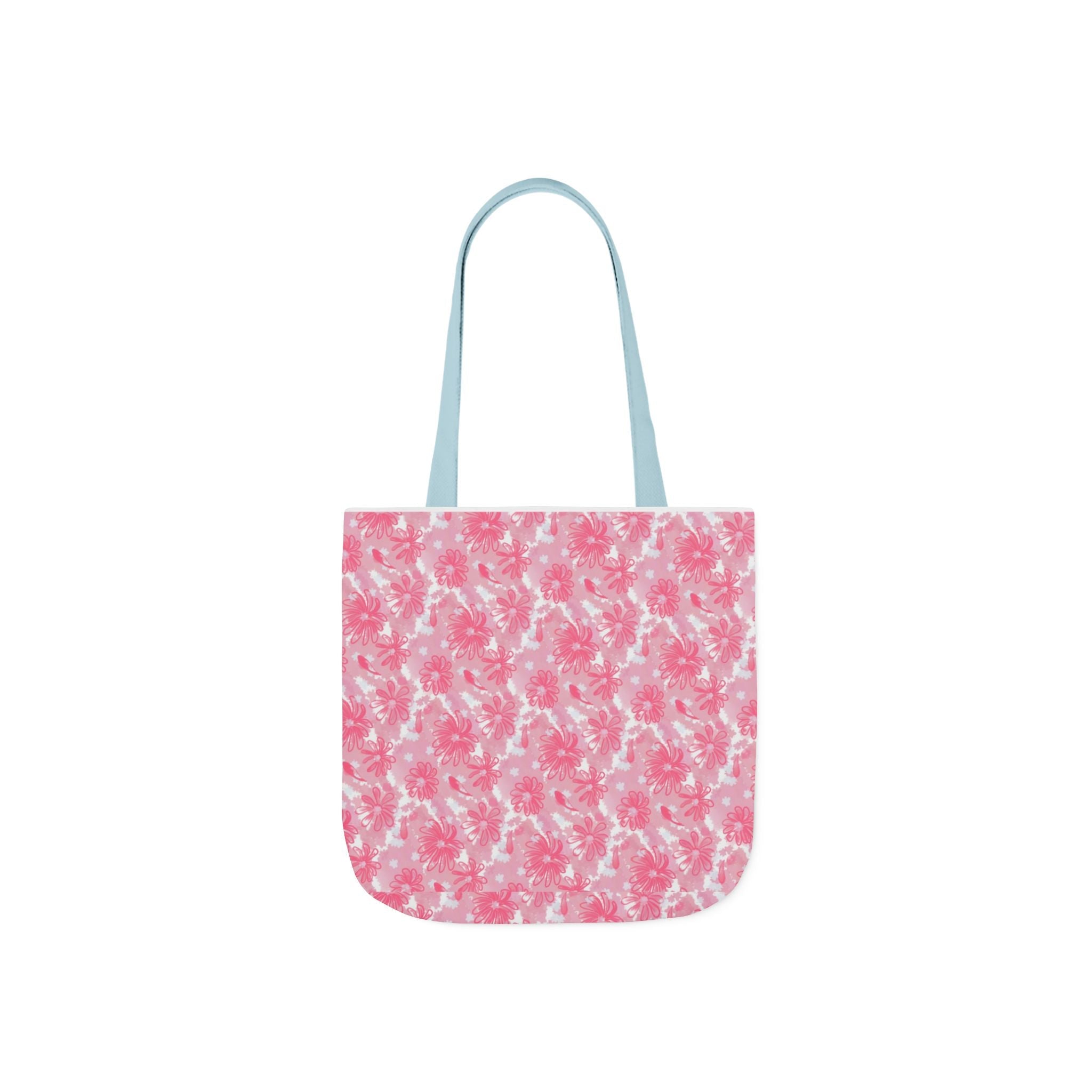 Cute Pink Flora Original Art Canvas Tote Bag, 5-Color Straps Printify