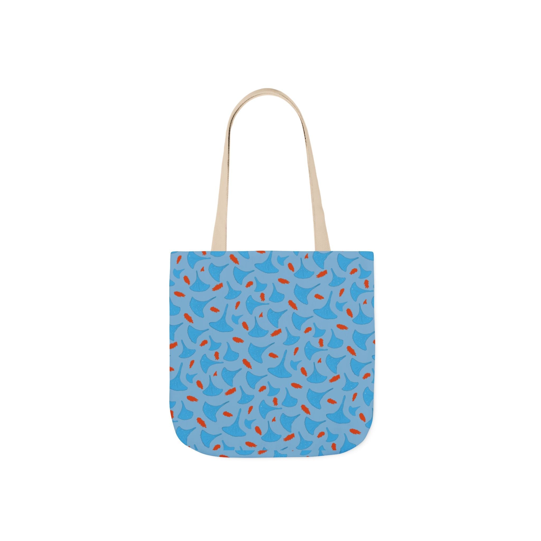 Blue Orange Flora Hand Designed Prints Canvas Tote Bag, 5-Color Straps Printify