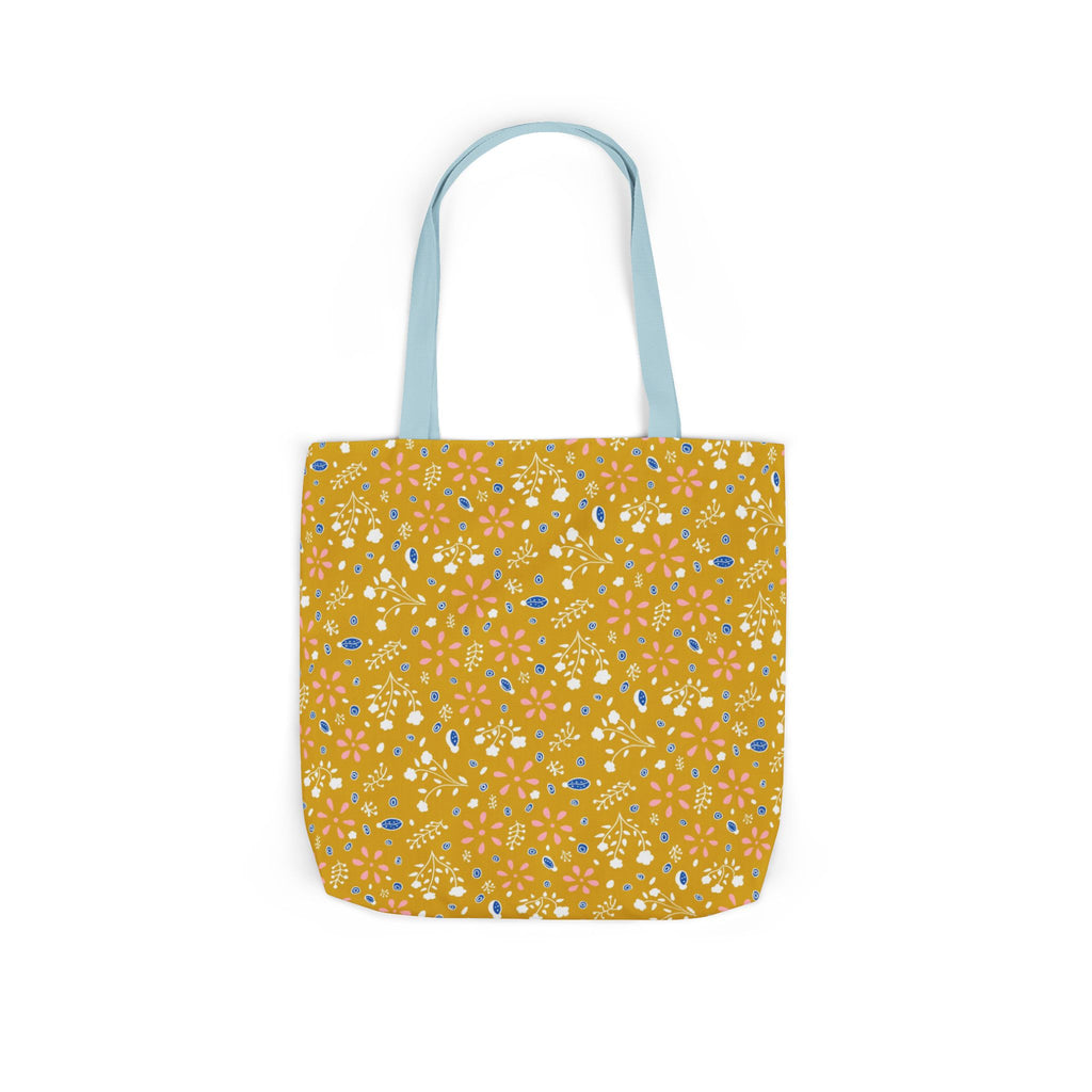 Golden Yellow Botanic Canvas Tote Bag, 5-Color Straps