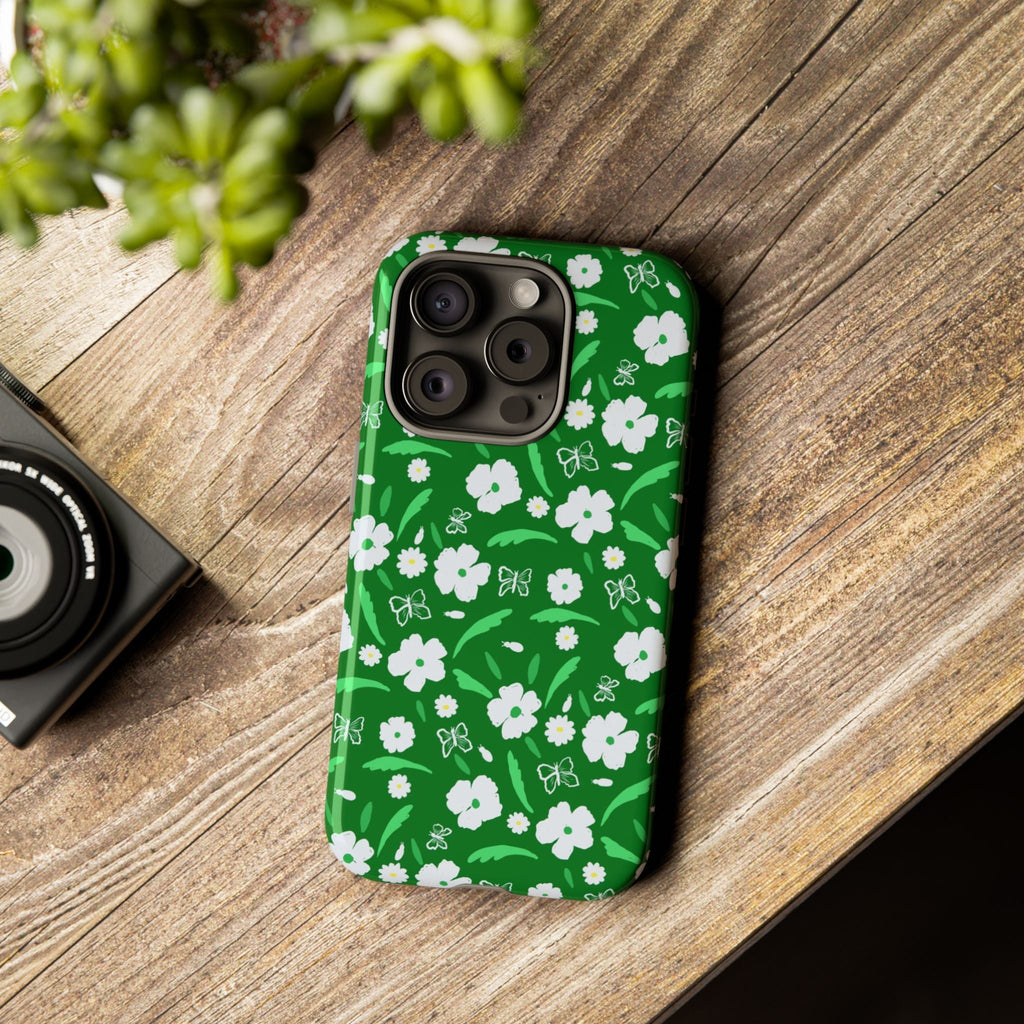 Green Meets White Flora Hand Designed Prints Tough Cases Printify