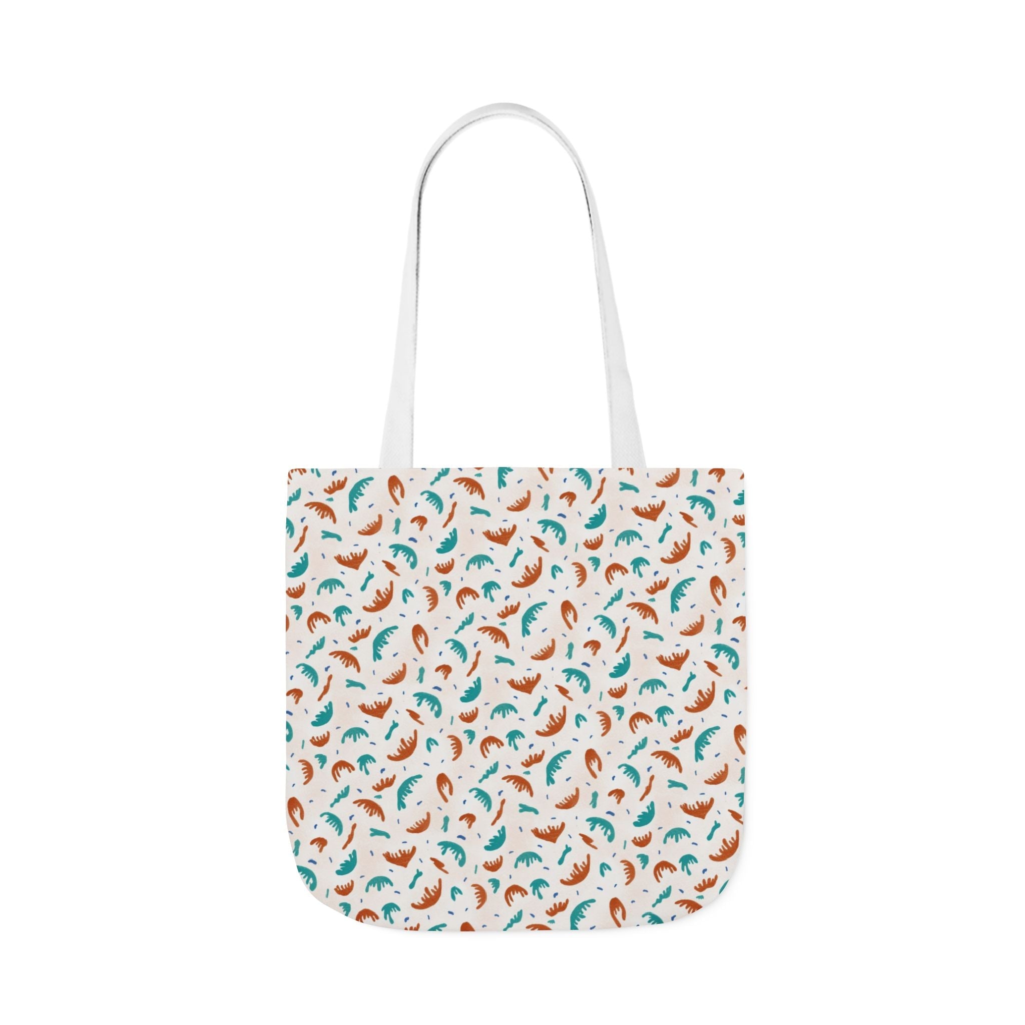 Abstract Hand Designed Print Canvas Tote Bag, 5-Color Straps Printify