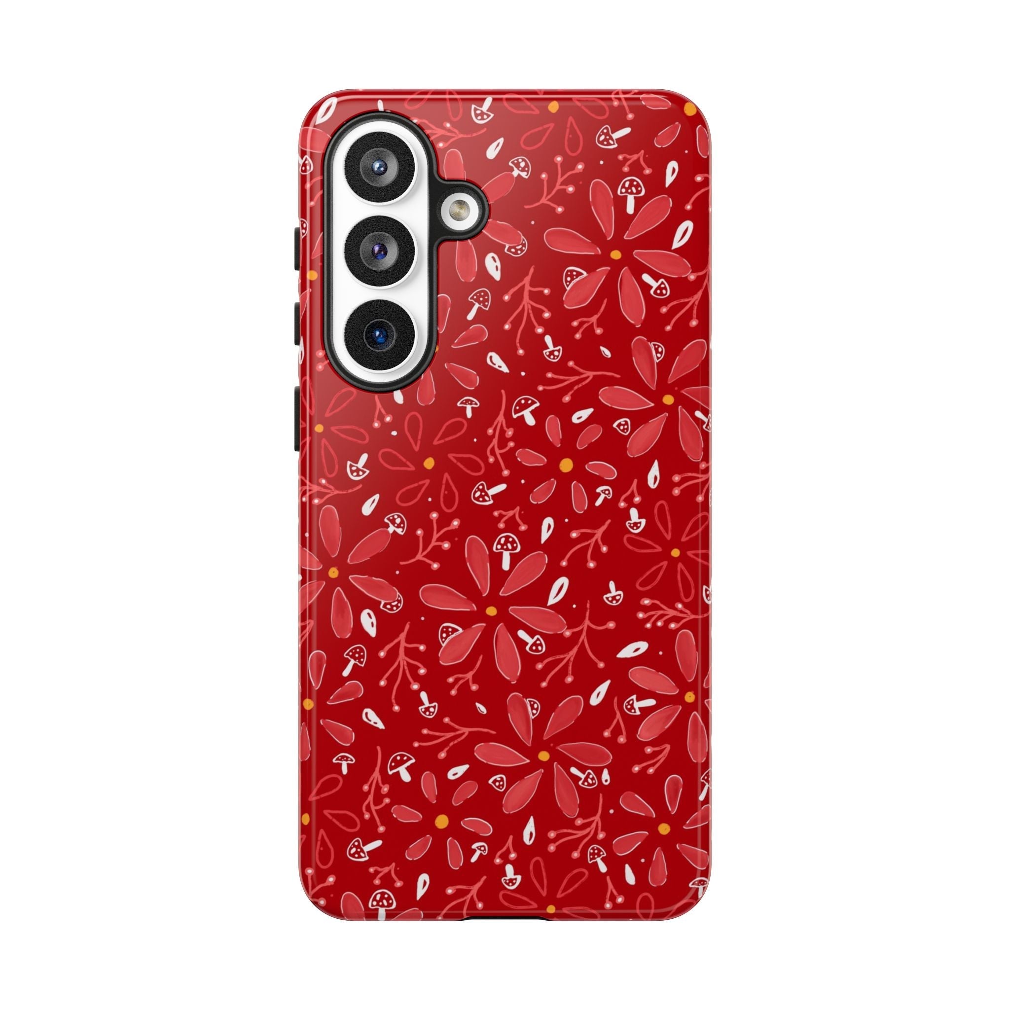 Red Flora Hand Designed Print Tough Cases Printify