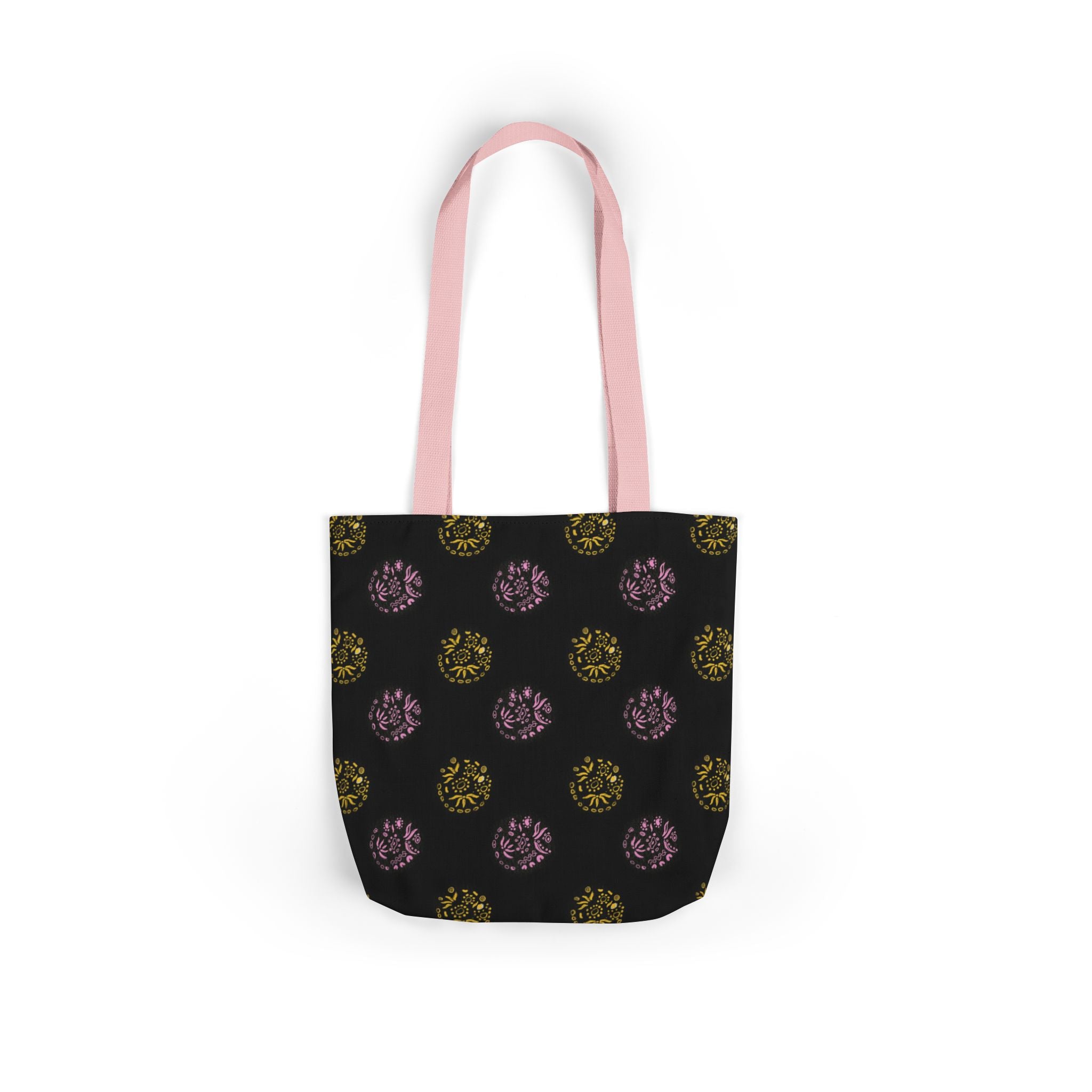 Black Abstract Canvas Tote Bag, 5-Color Straps