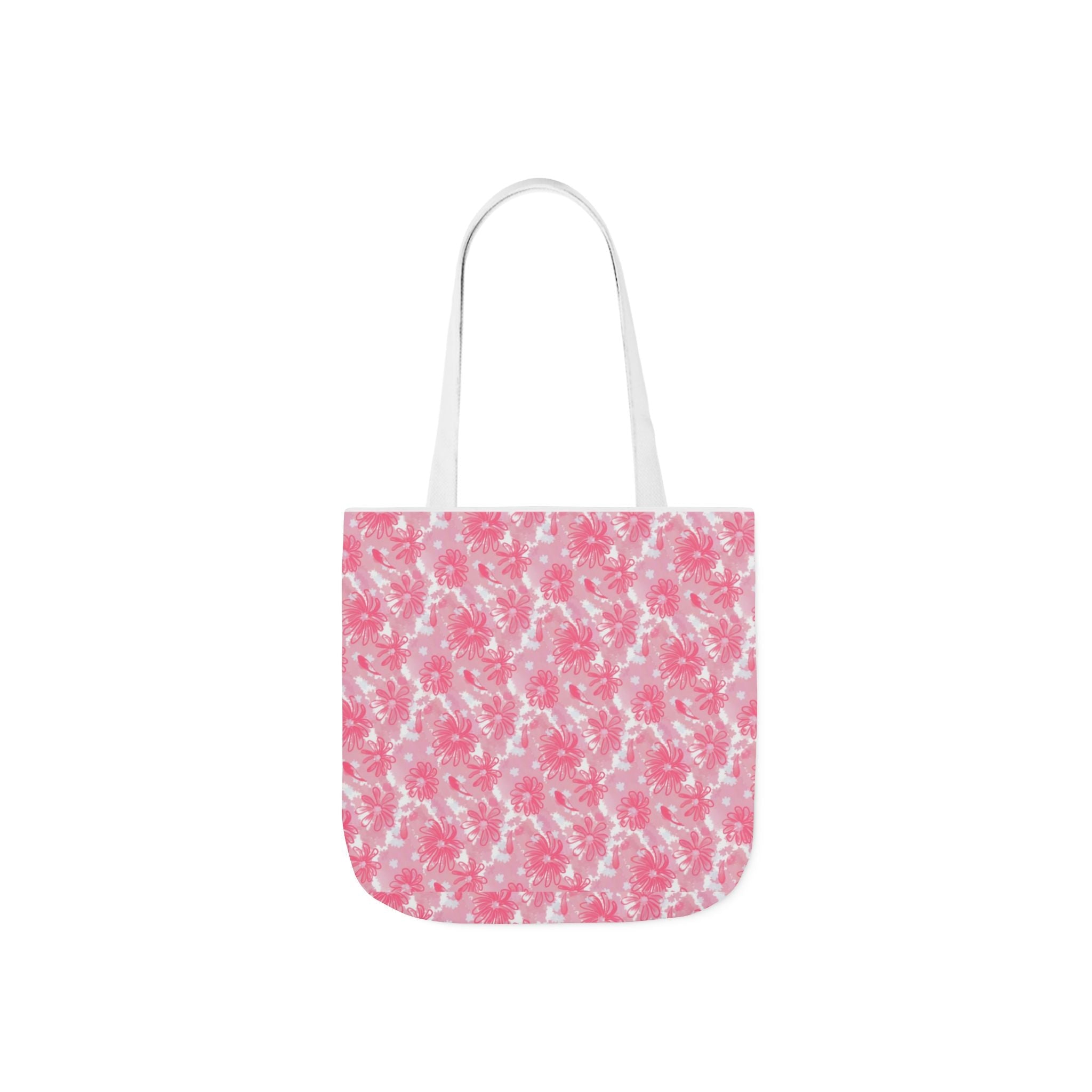 Cute Pink Flora Original Art Canvas Tote Bag, 5-Color Straps Printify