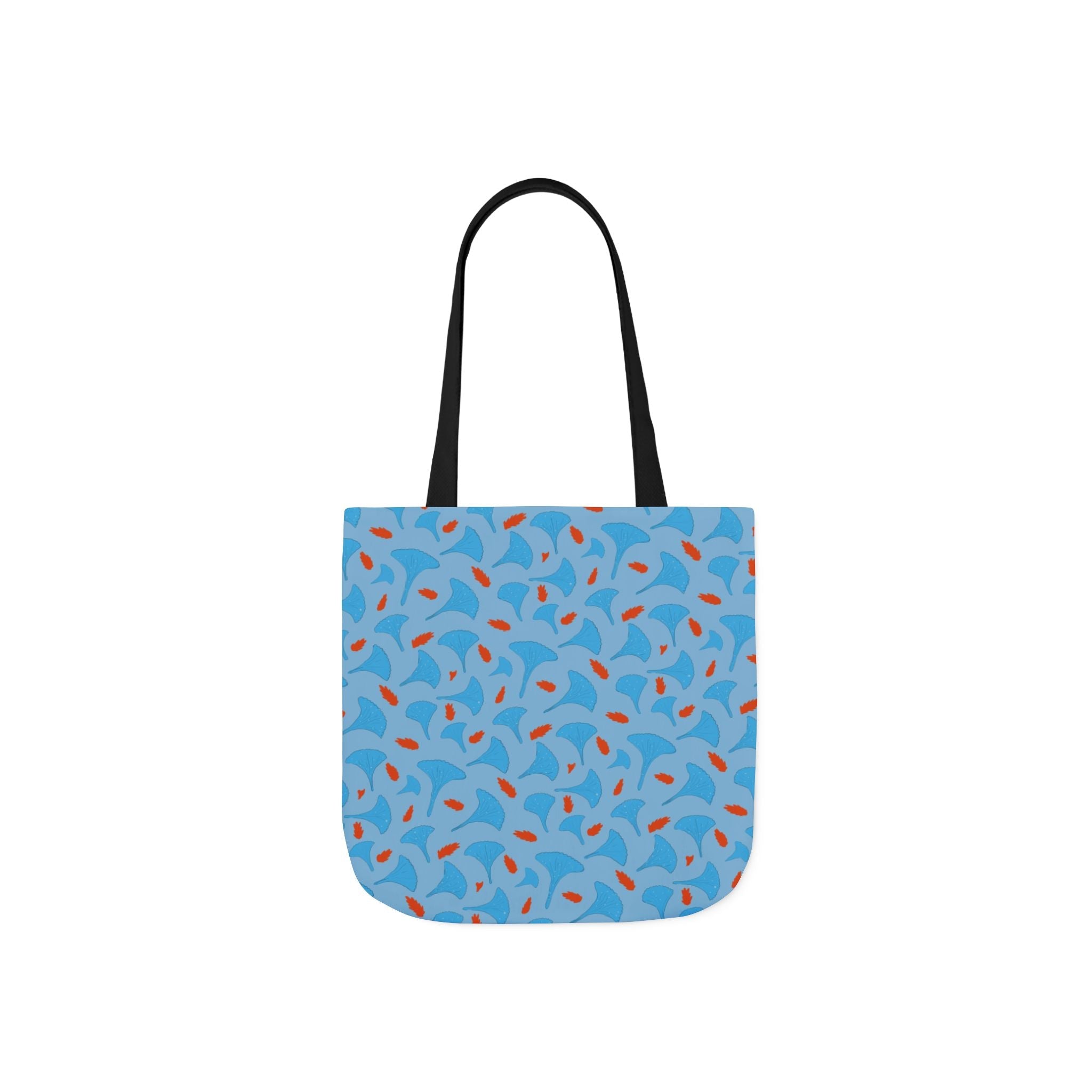 Blue Orange Flora Hand Designed Prints Canvas Tote Bag, 5-Color Straps Printify