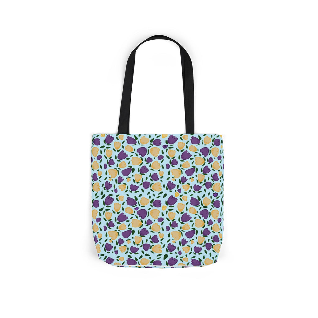 Blue Purple Cute Original Art Wild Flora Canvas Tote Bag, 5-Color Straps Printify