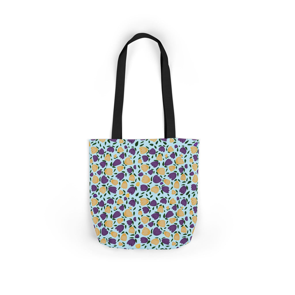 Blue Purple Cute Original Art Wild Flora Canvas Tote Bag, 5-Color Straps Printify