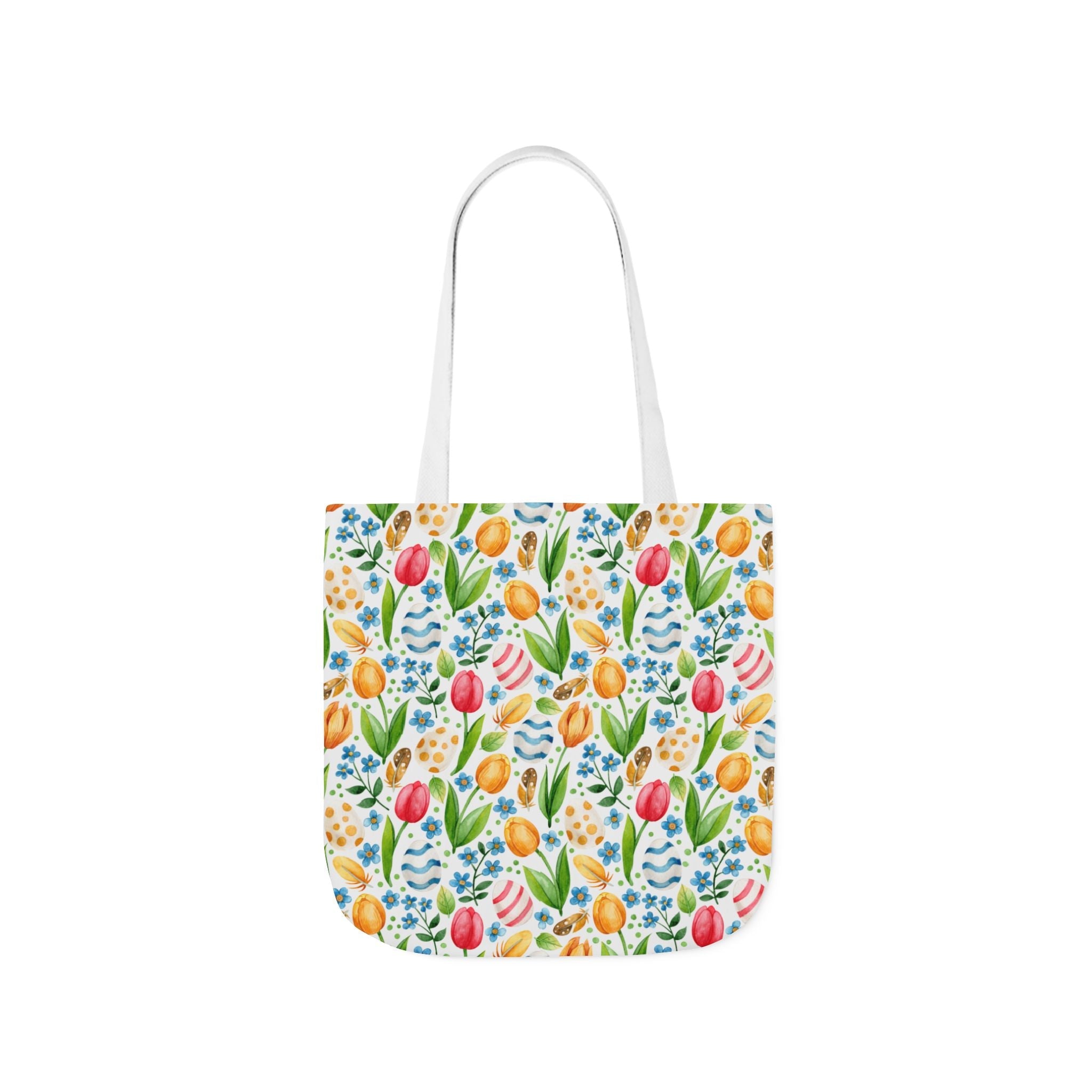 Colourful Egg Tulip Theme Canvas Tote Bag, 5-Color Straps Printify