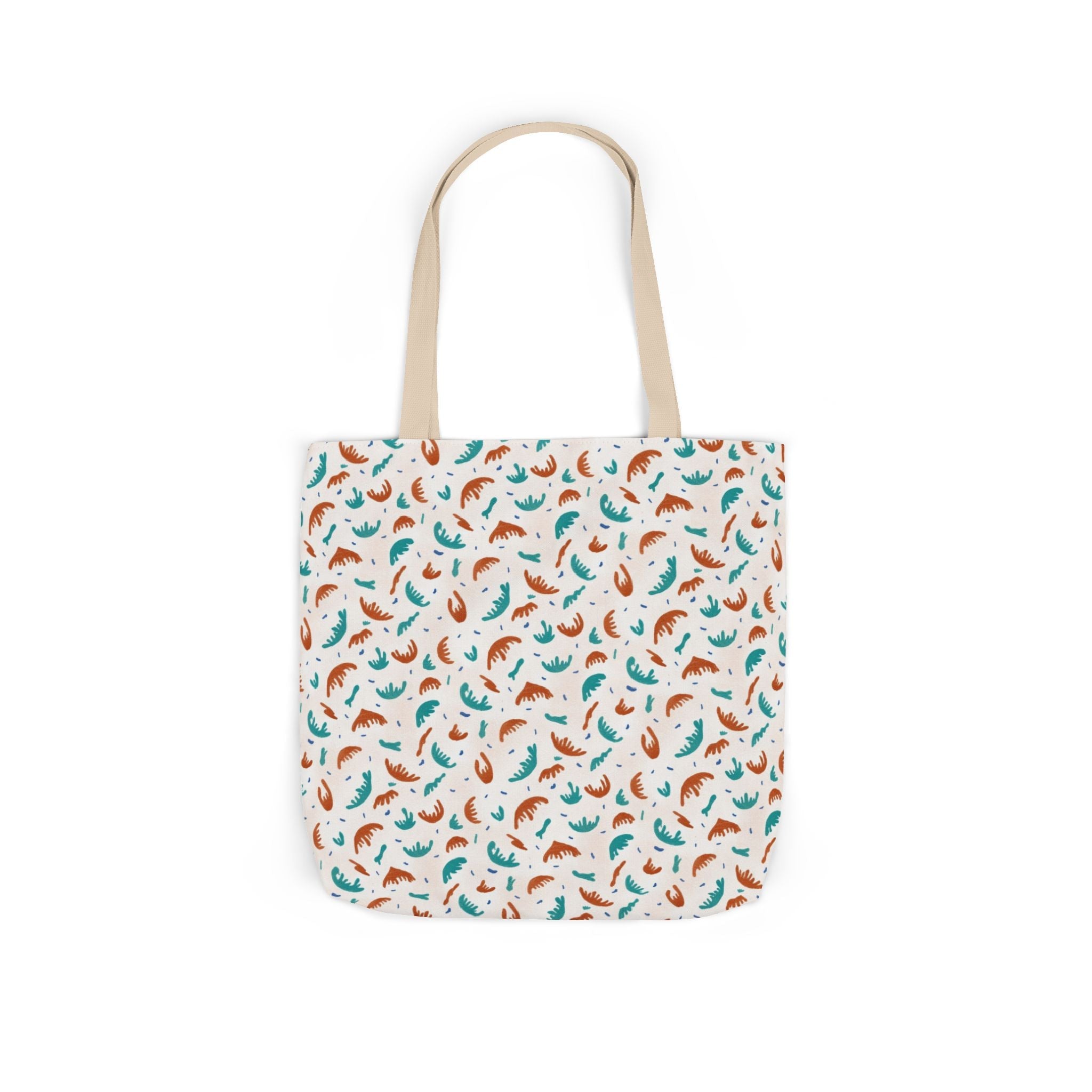 Abstract Hand Designed Print Canvas Tote Bag, 5-Color Straps Printify