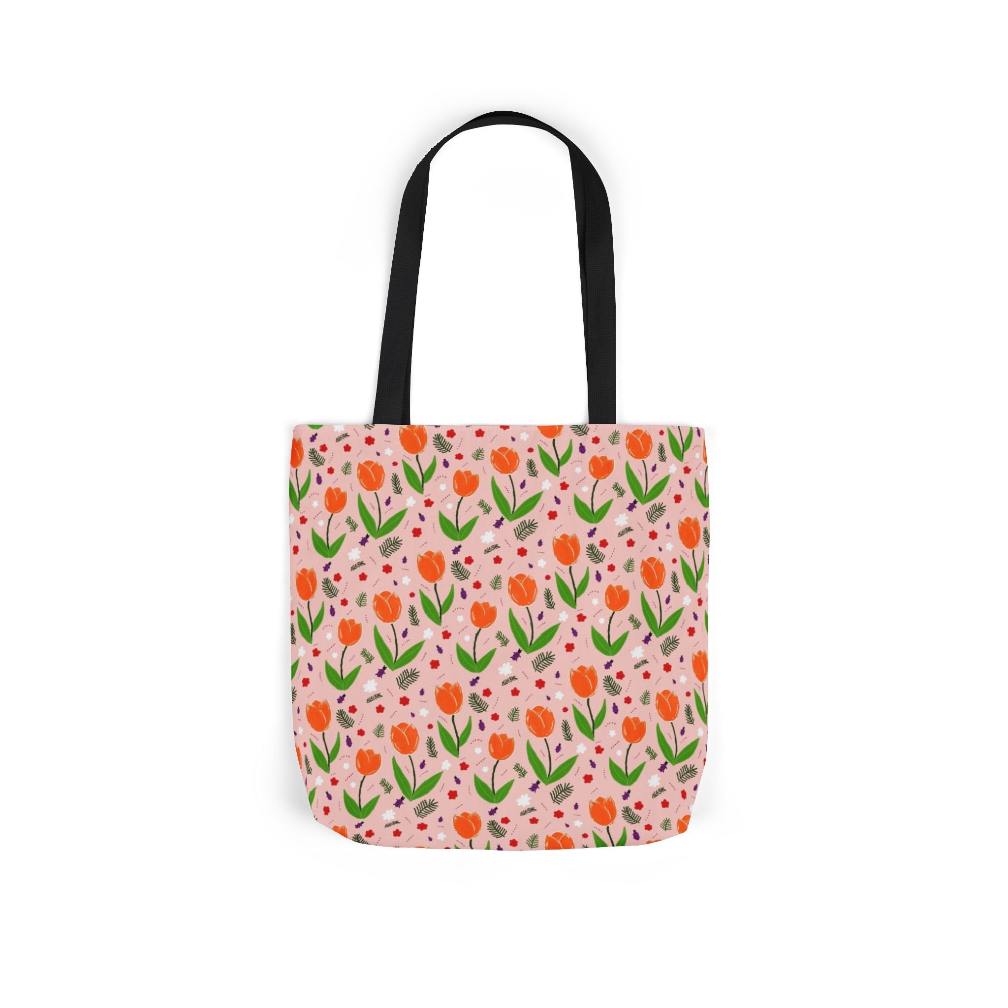 Orange Tulip Hand Designed Art Botanic Canvas Tote Bag, 5-Color Straps Printify