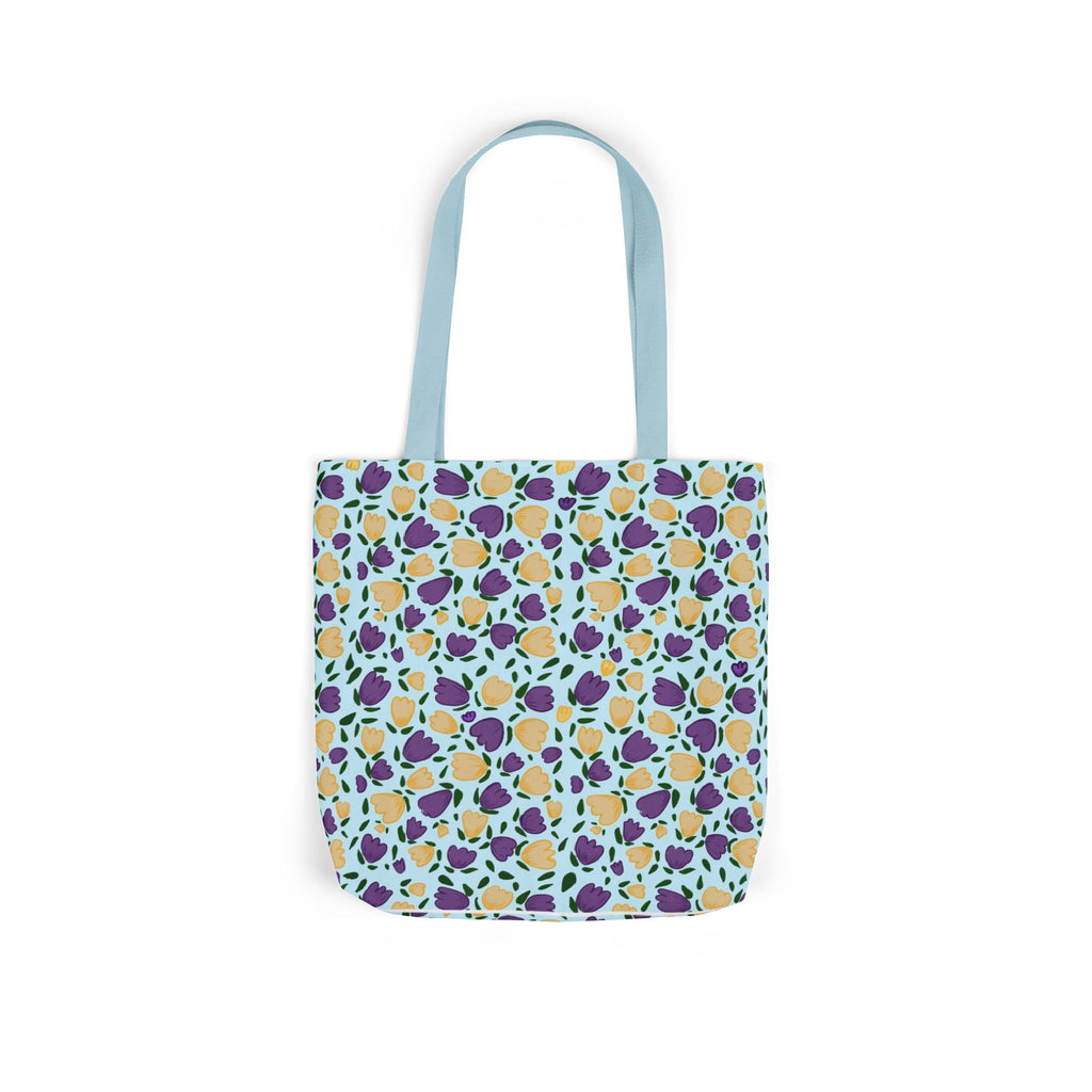 Blue Purple Cute Original Art Wild Flora Canvas Tote Bag, 5-Color Straps Printify