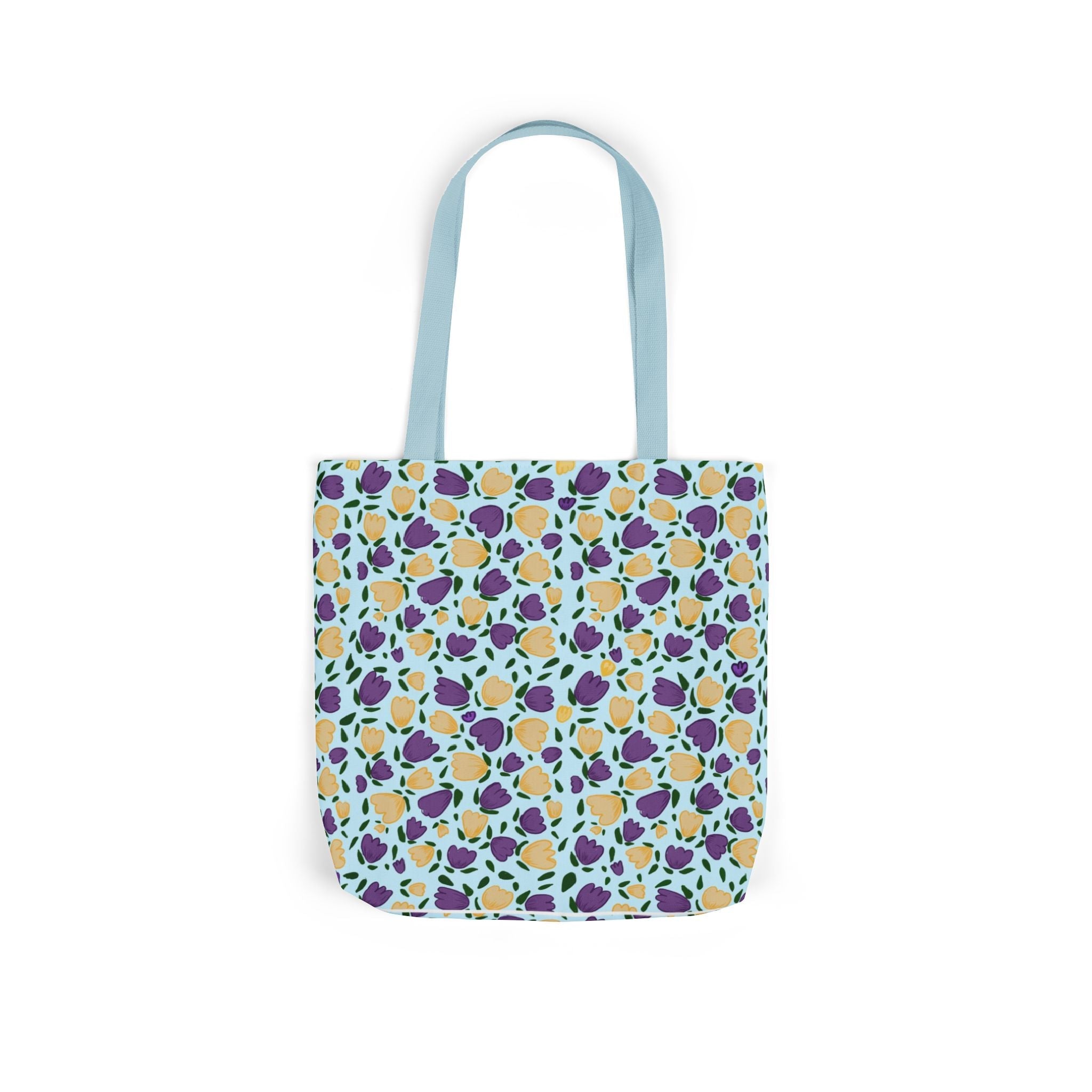 Blue Purple Cute Original Art Wild Flora Canvas Tote Bag, 5-Color Straps Printify