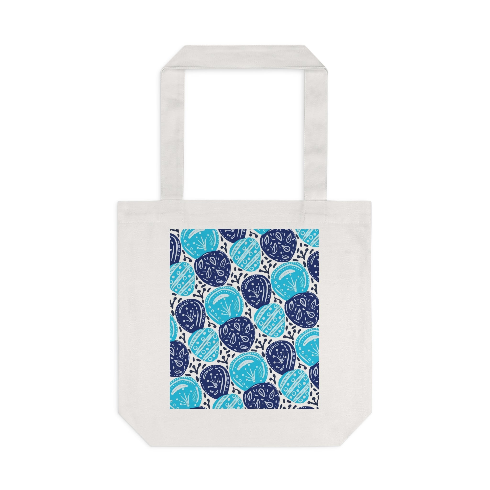 Blue Abstract Hand Drawn Ovals Prints Cotton Tote Bag Printify