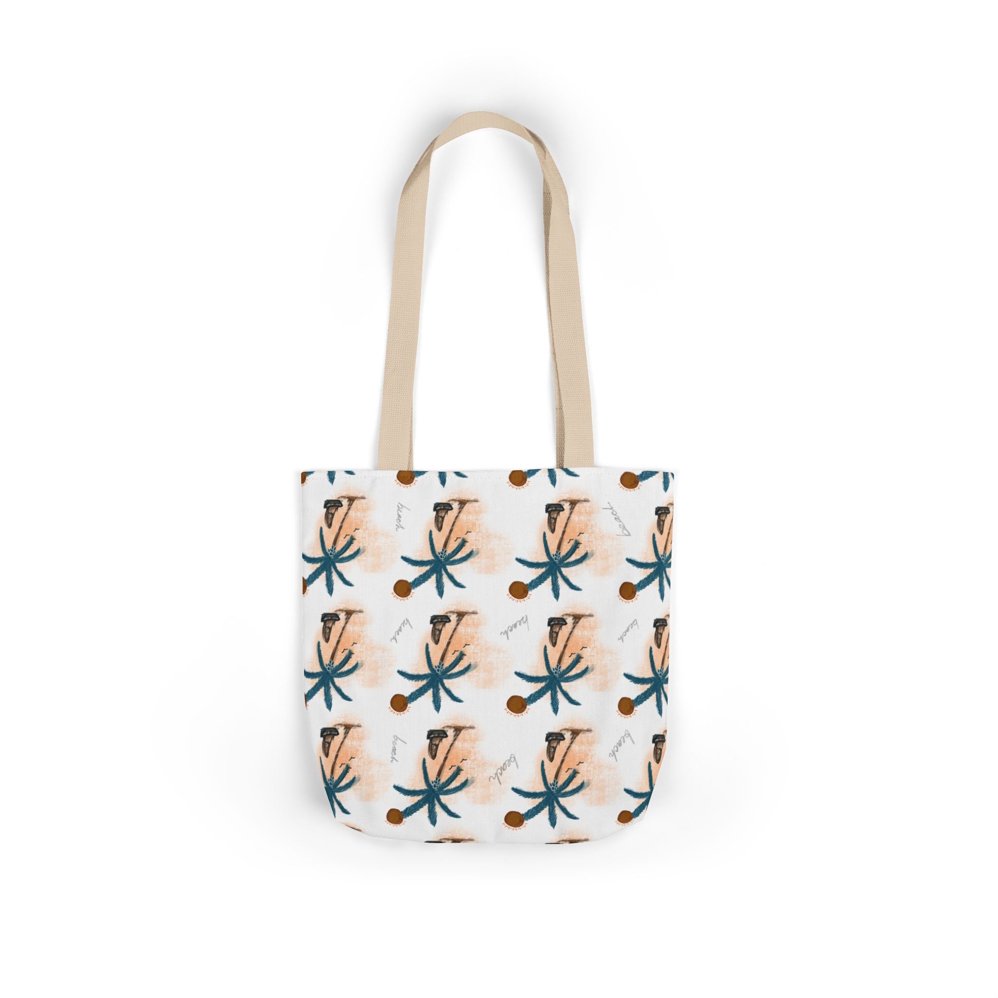 Beach Hand Drawn Art Canvas Tote Bag, 5-Color Straps Printify