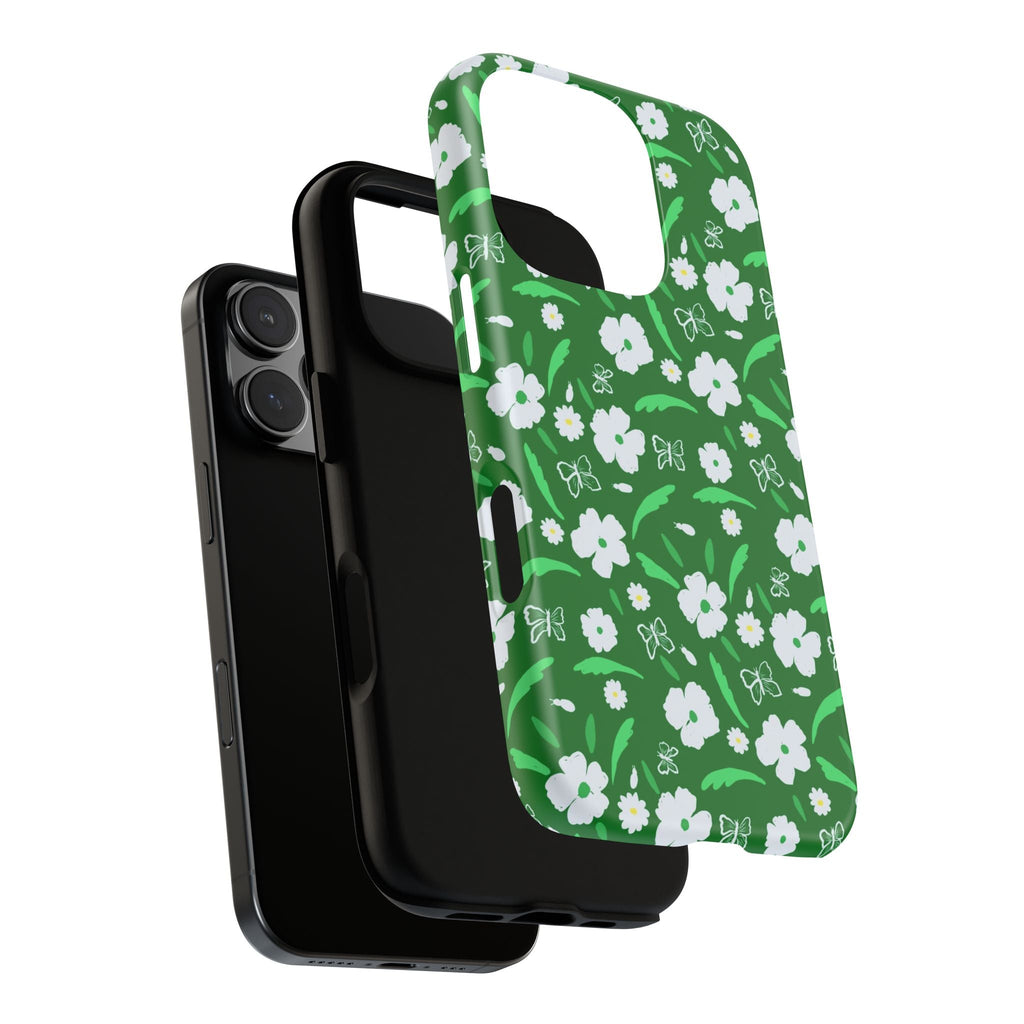 Green Meets White Flora Hand Designed Prints Tough Cases Printify