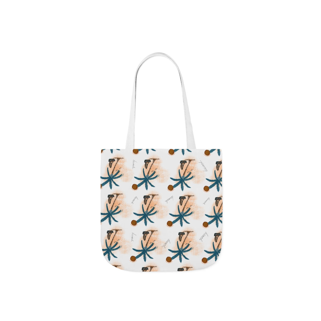 Beach Hand Drawn Art Canvas Tote Bag, 5-Color Straps Printify