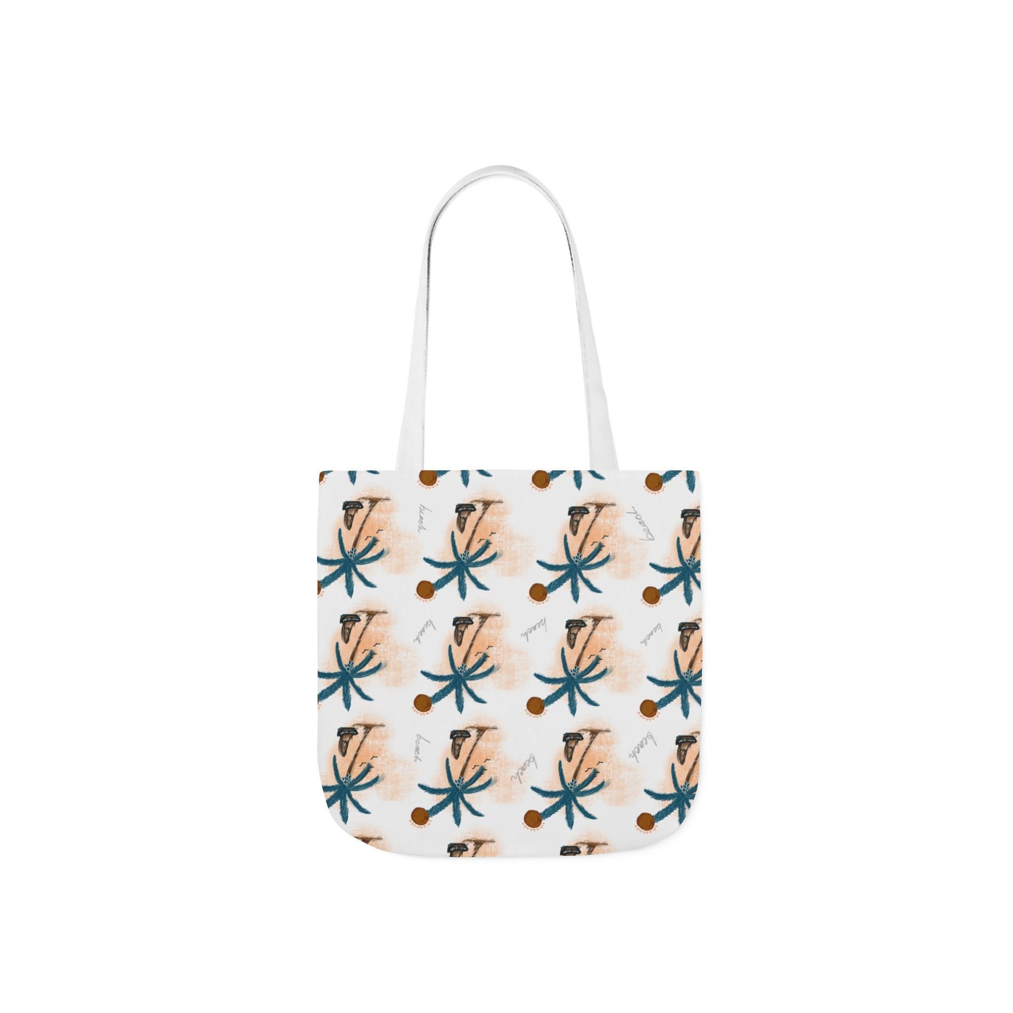 Beach Hand Drawn Art Canvas Tote Bag, 5-Color Straps Printify