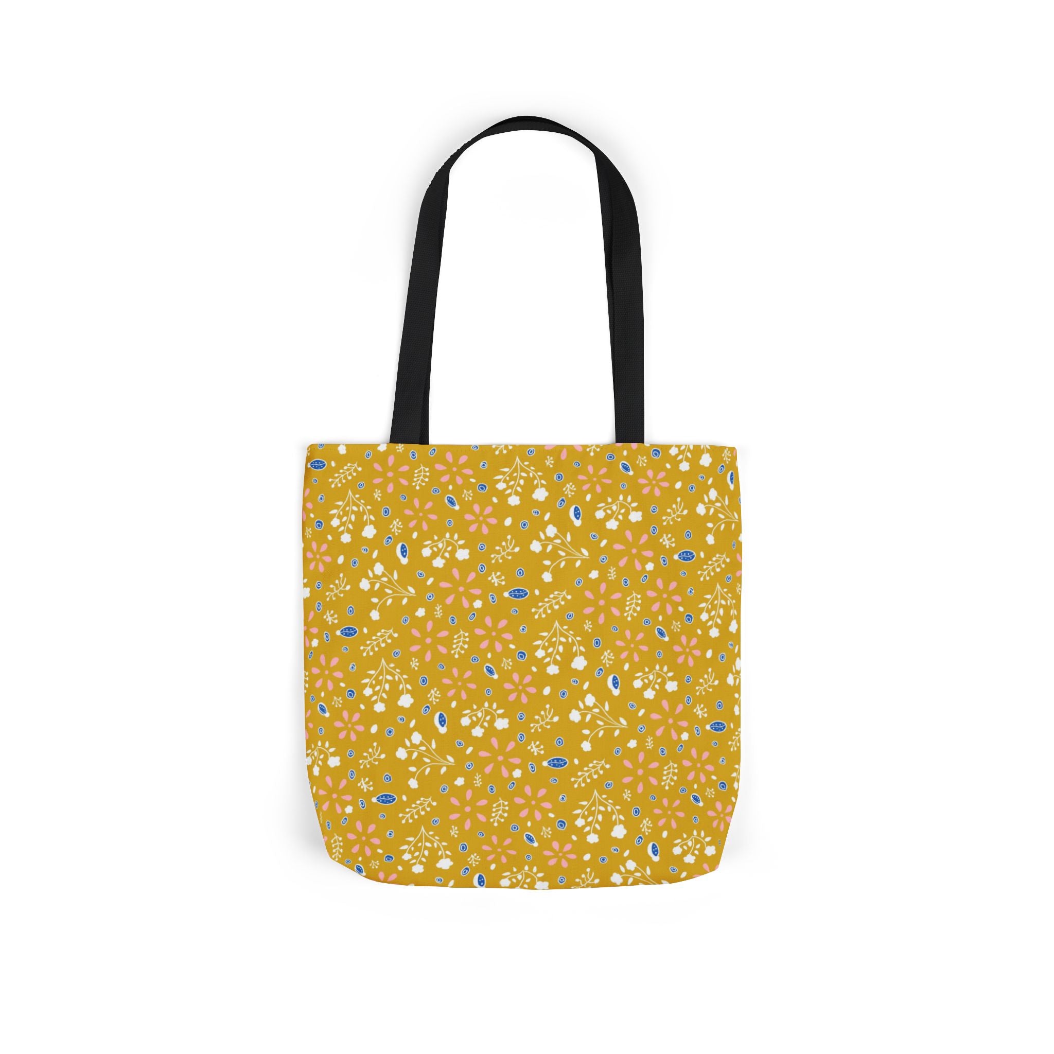 Golden Yellow Botanic Canvas Tote Bag, 5-Color Straps