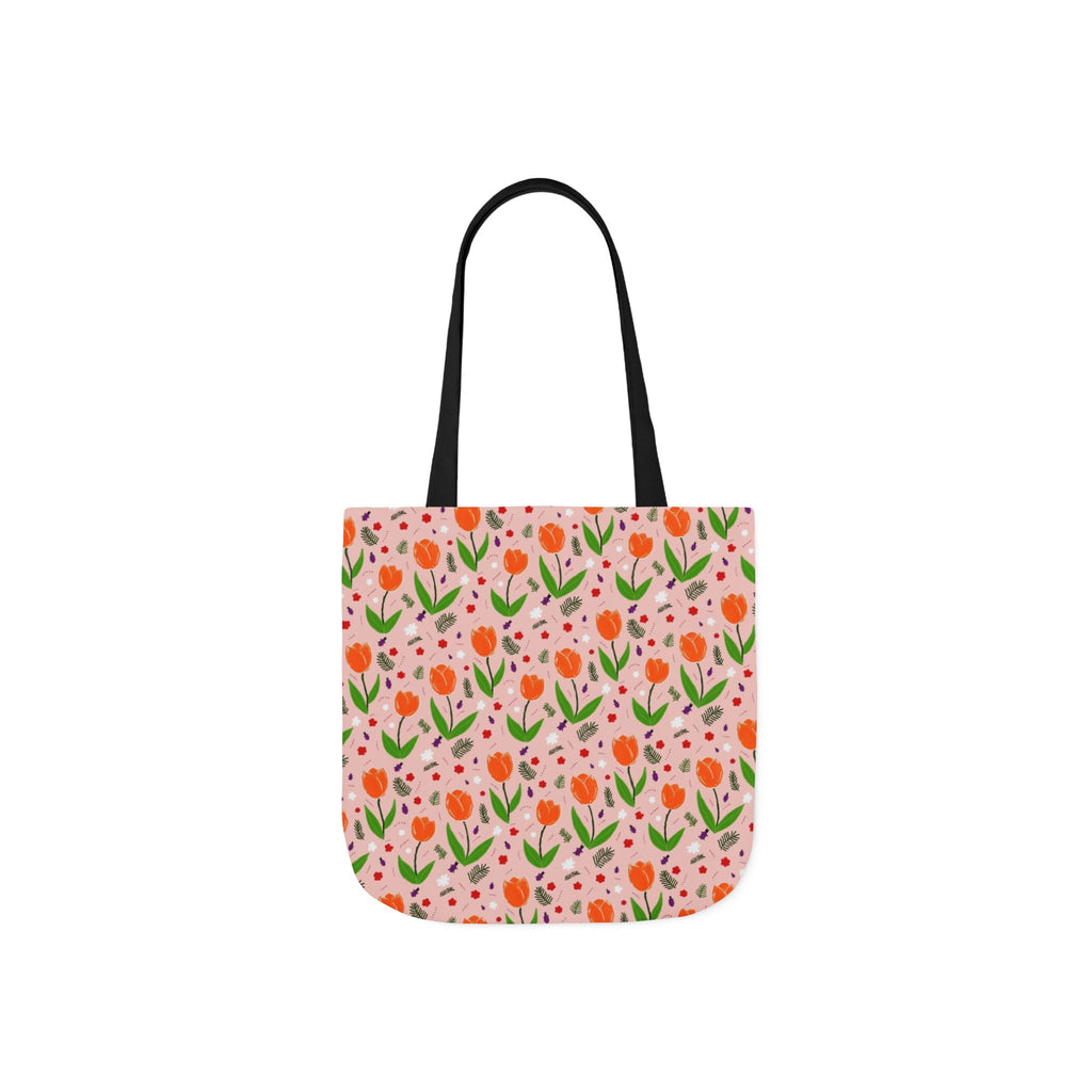 Orange Tulip Hand Designed Art Botanic Canvas Tote Bag, 5-Color Straps Printify