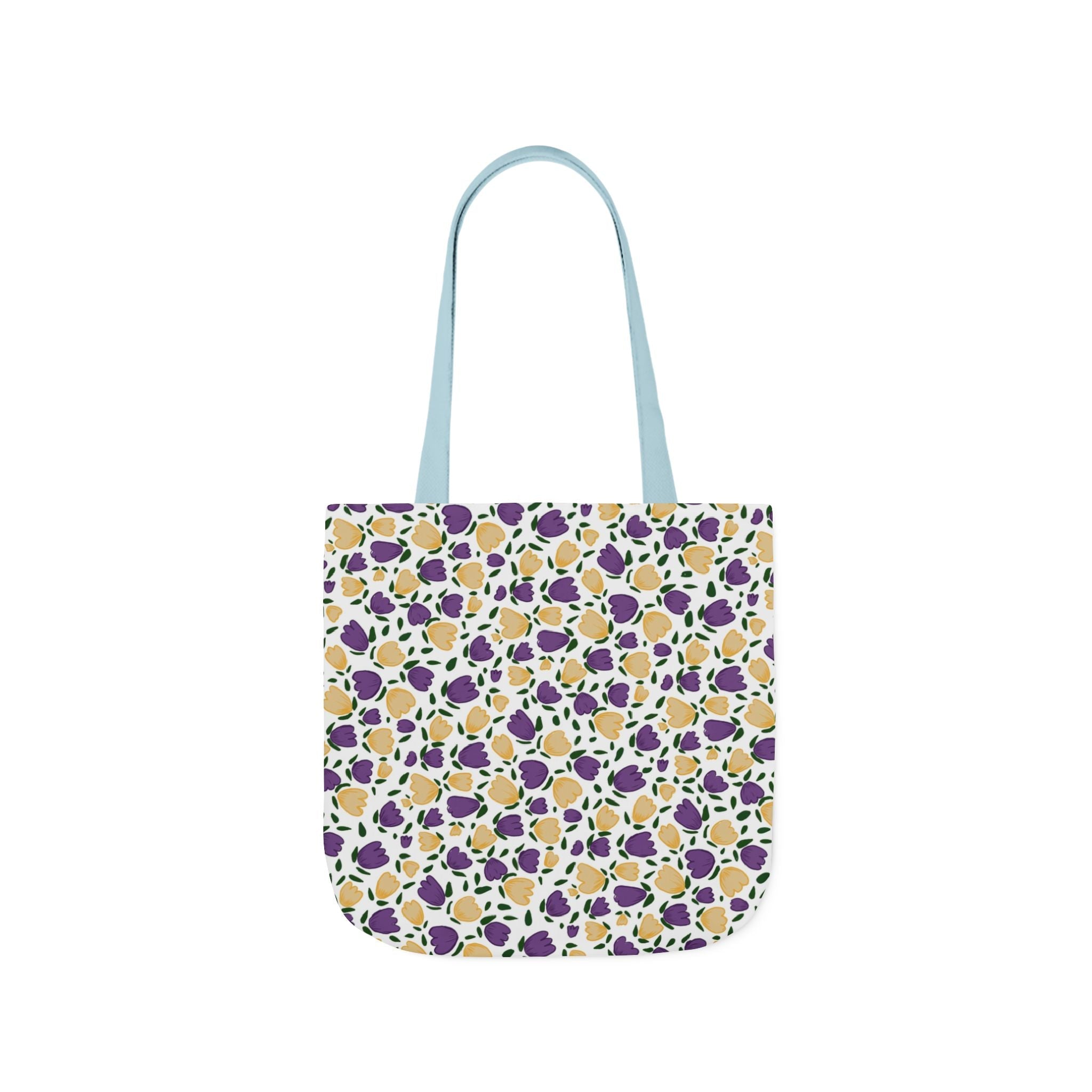 White Purple Hand Drawn Gold Flora Canvas Tote Bag, 5-Color Straps Printify