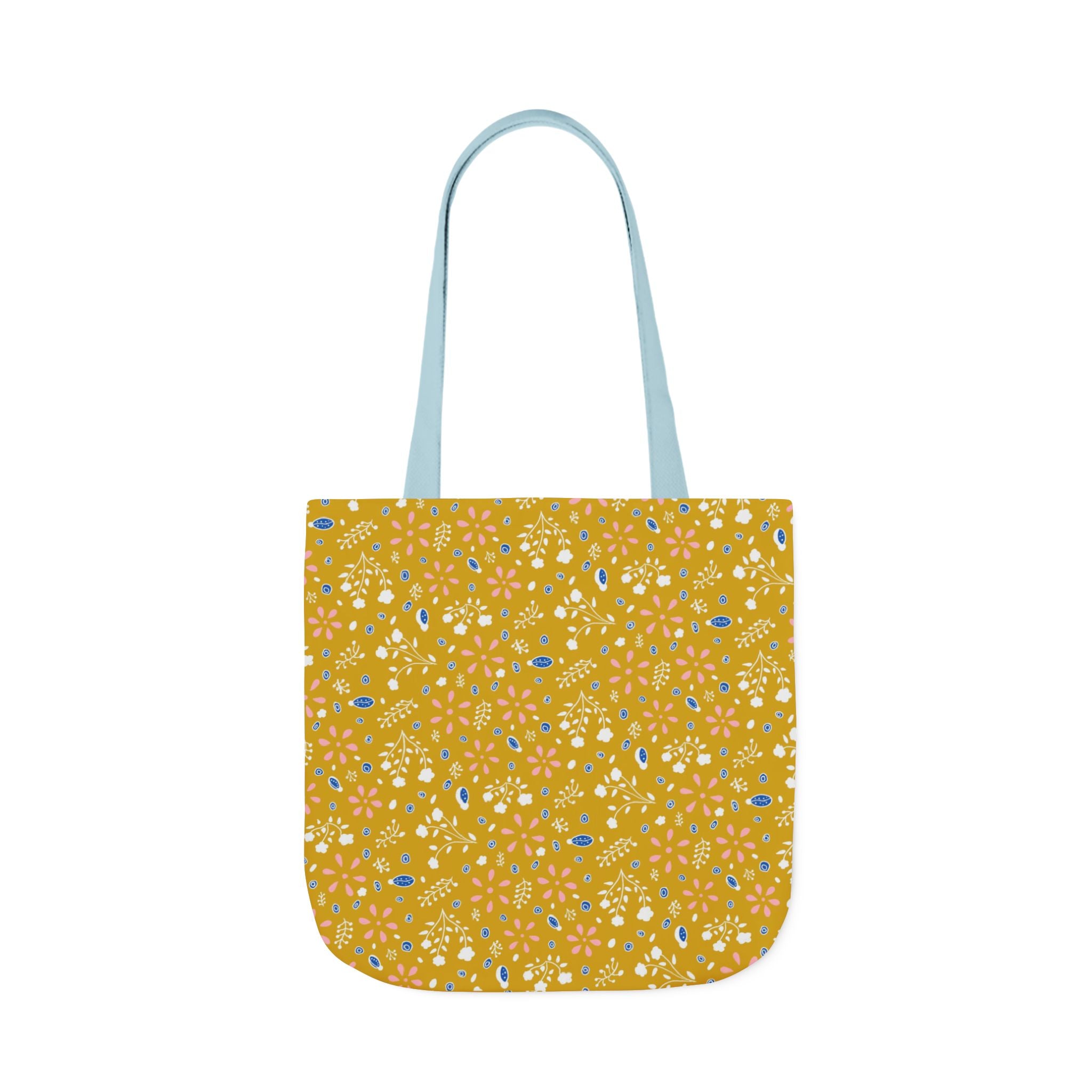 Golden Yellow Botanic Canvas Tote Bag, 5-Color Straps