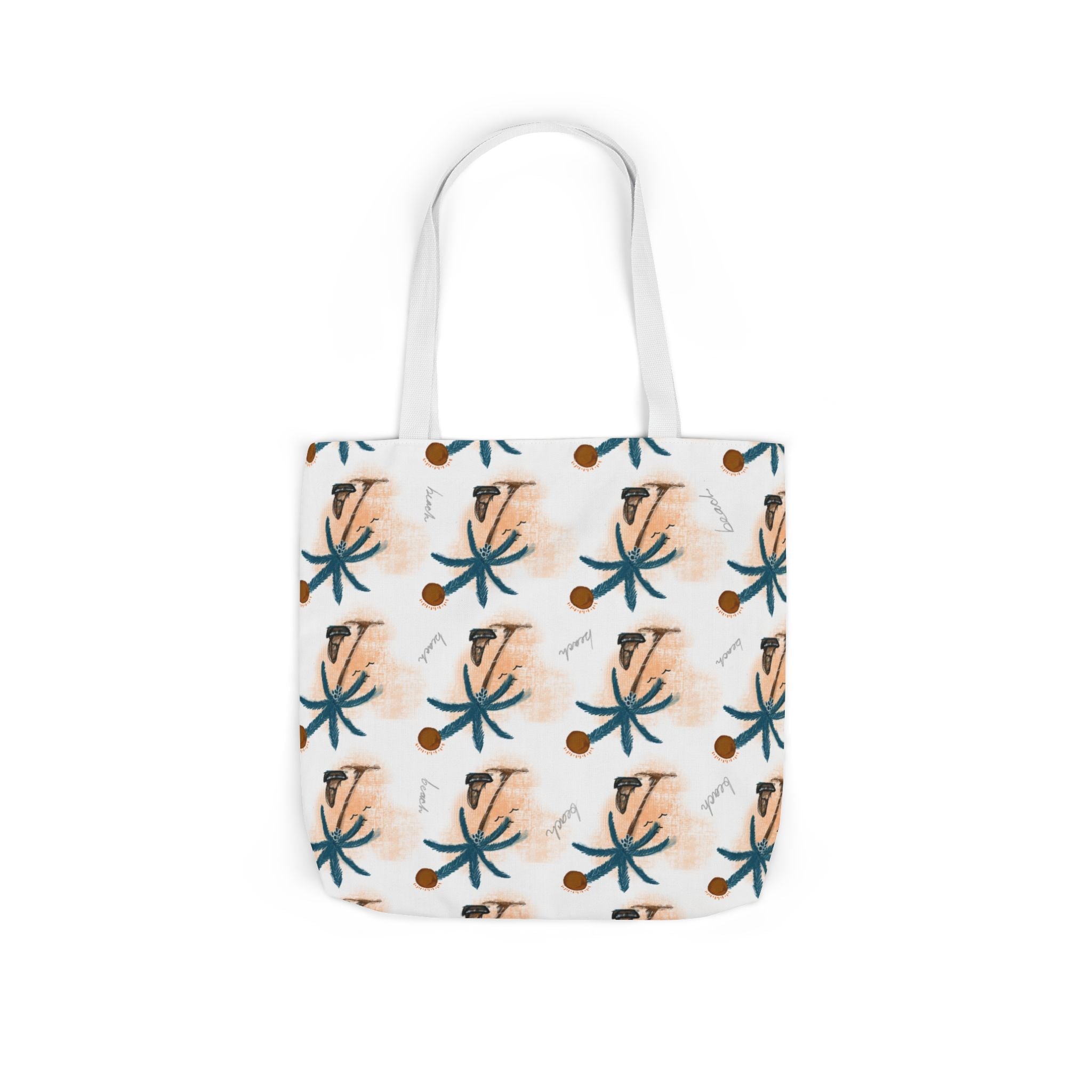 Beach Hand Drawn Art Canvas Tote Bag, 5-Color Straps Printify