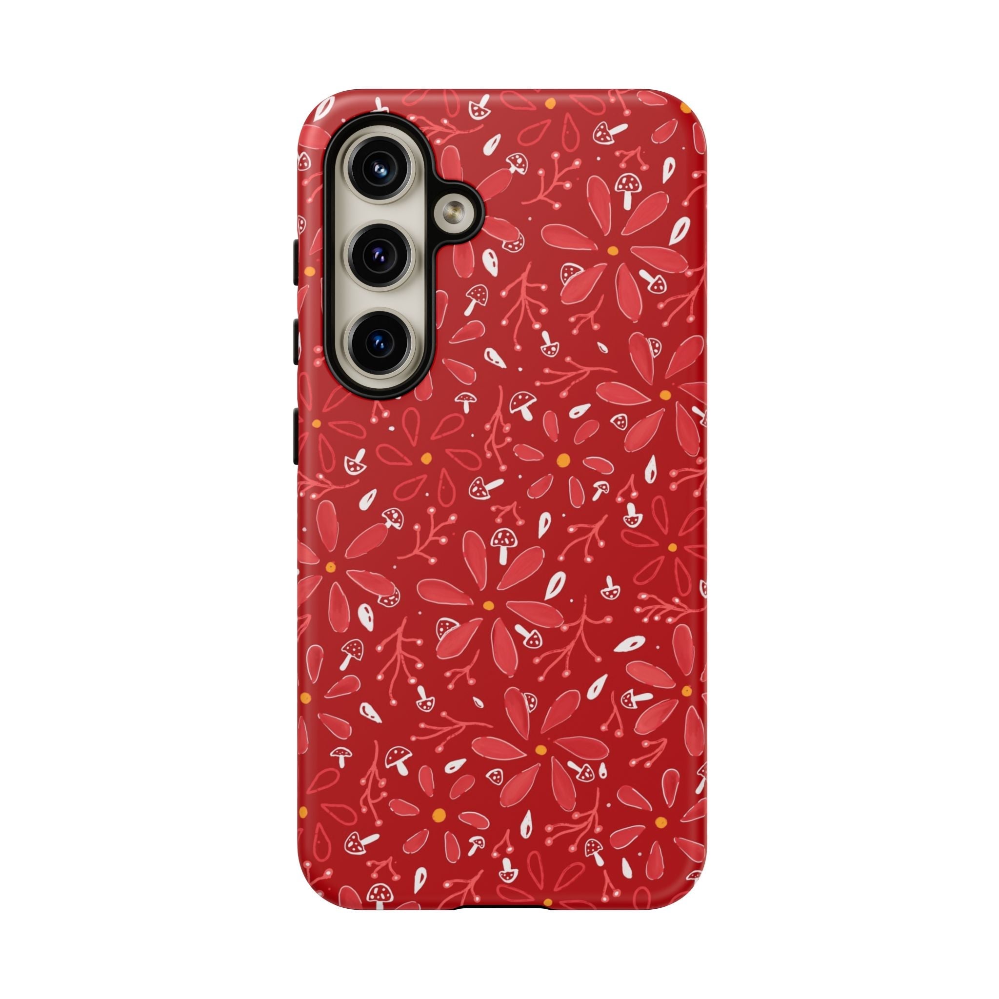 Red Flora Hand Designed Print Tough Cases Printify