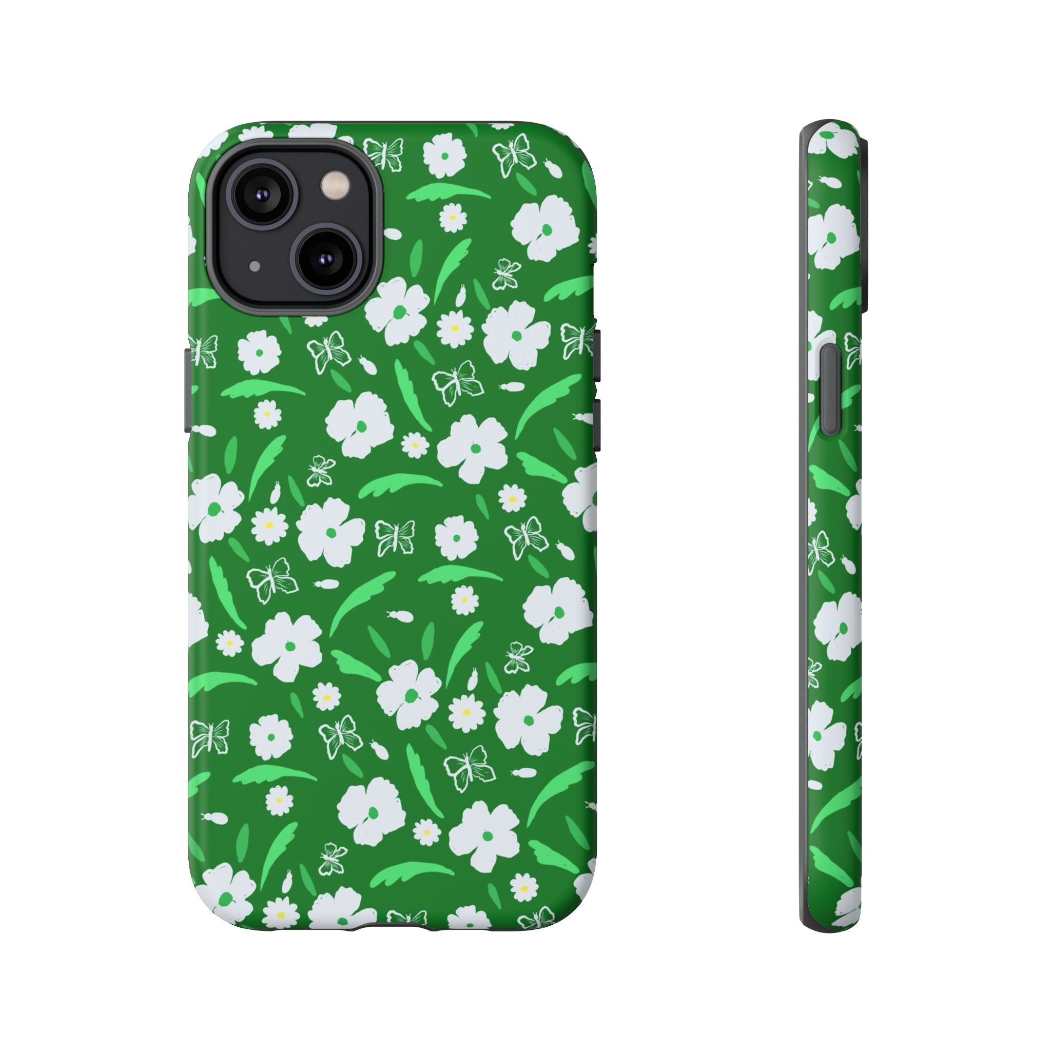 Green Meets White Flora Hand Designed Prints Tough Cases Printify