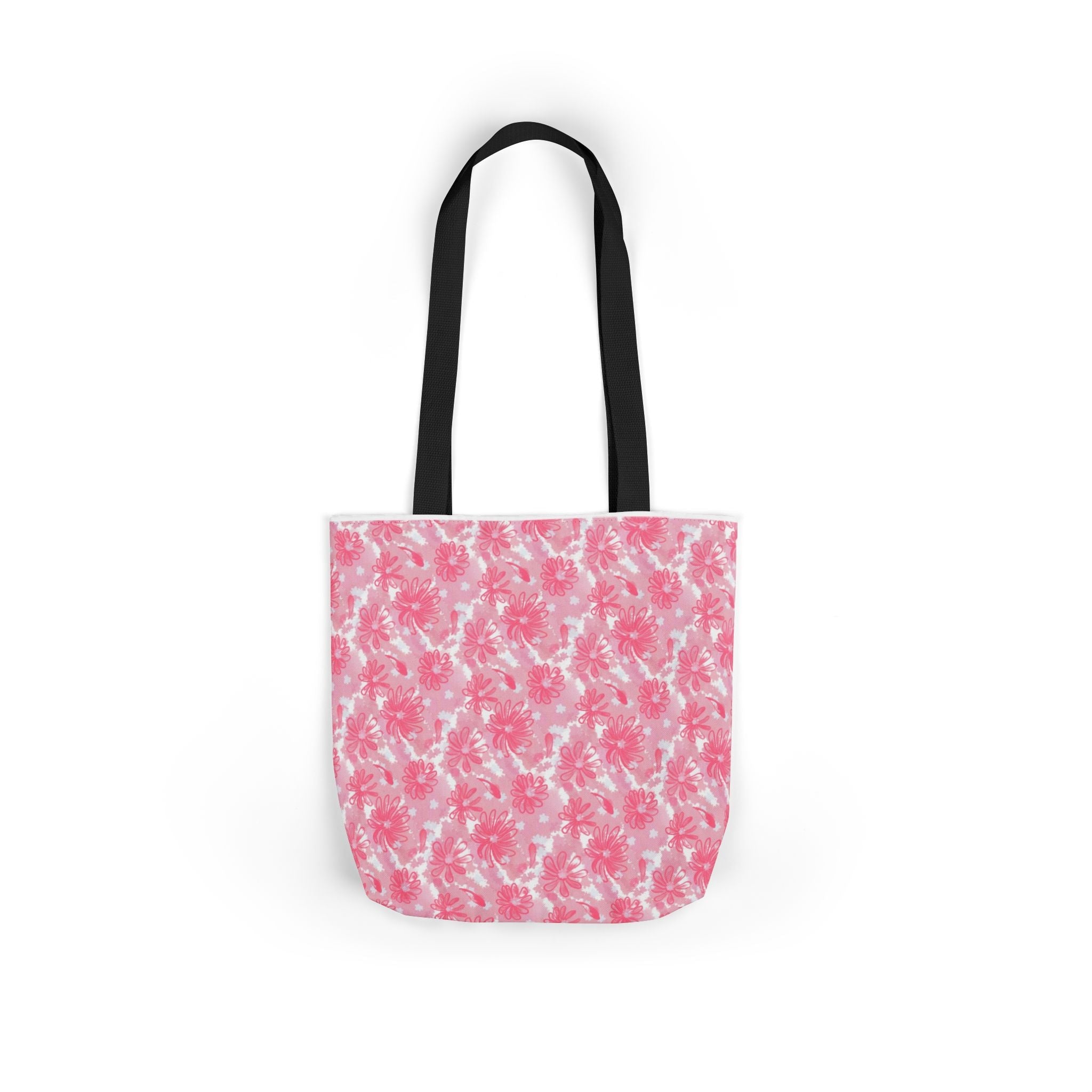 Cute Pink Flora Original Art Canvas Tote Bag, 5-Color Straps Printify
