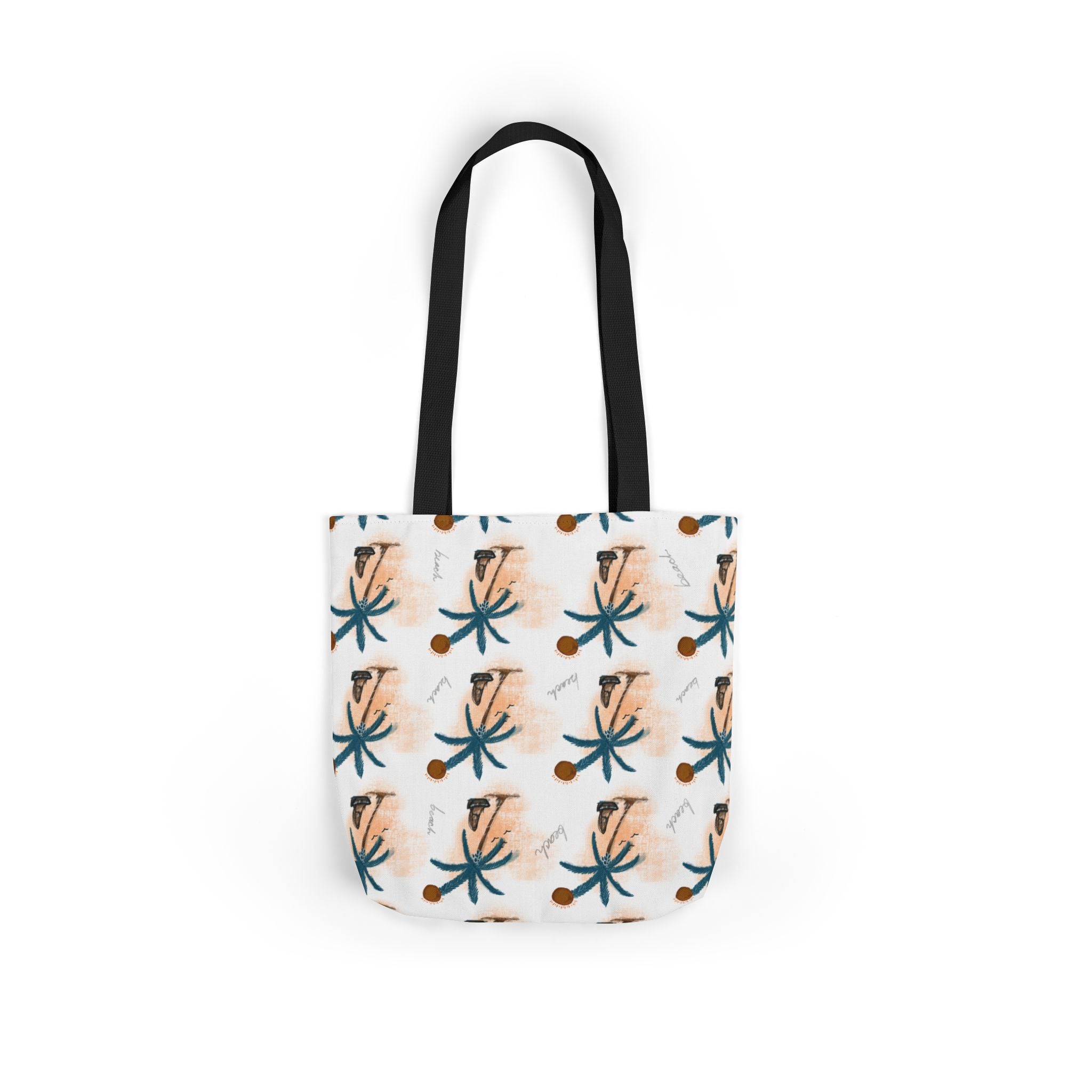 Beach Hand Drawn Art Canvas Tote Bag, 5-Color Straps Printify