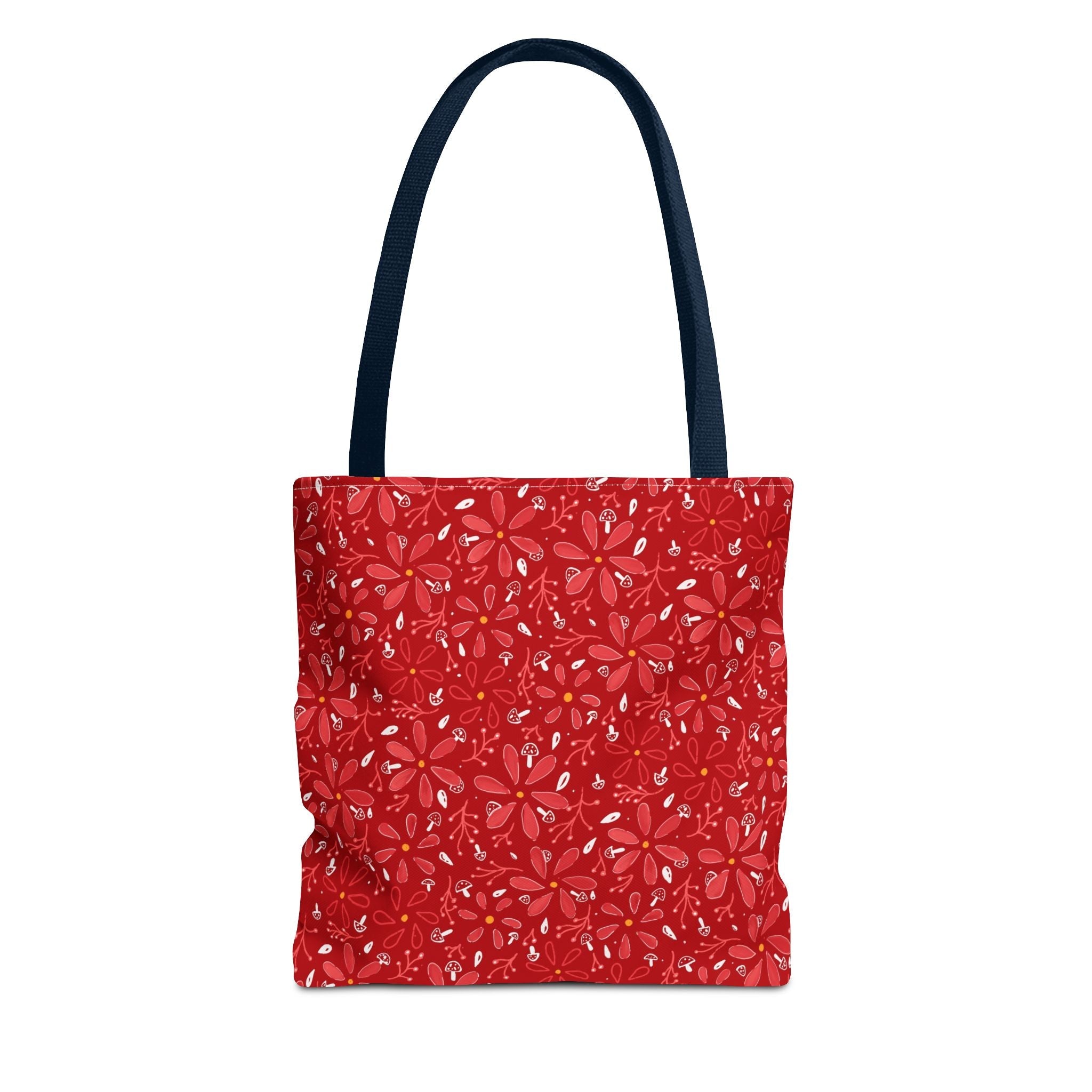 Red Flower with Mini Mushroom Tote Bag (AOP) Printify