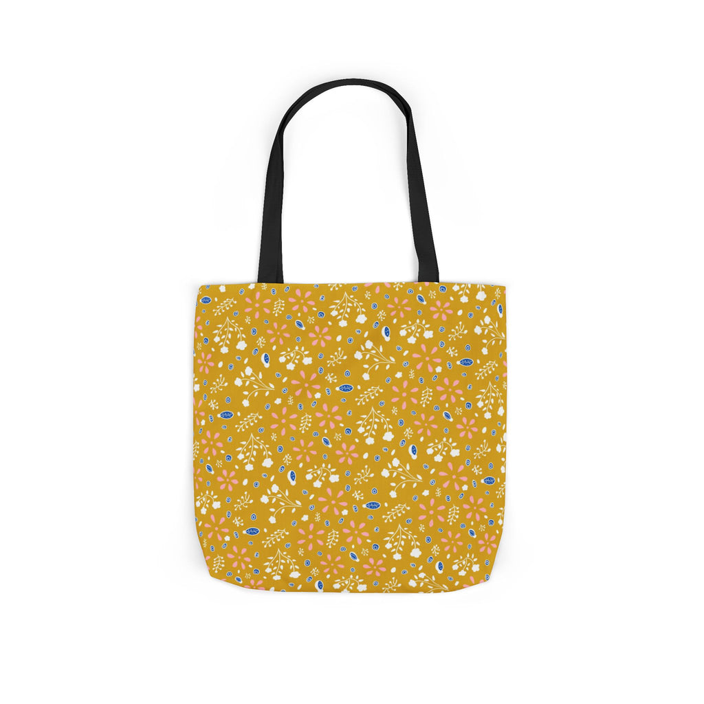 Golden Yellow Botanic Canvas Tote Bag, 5-Color Straps