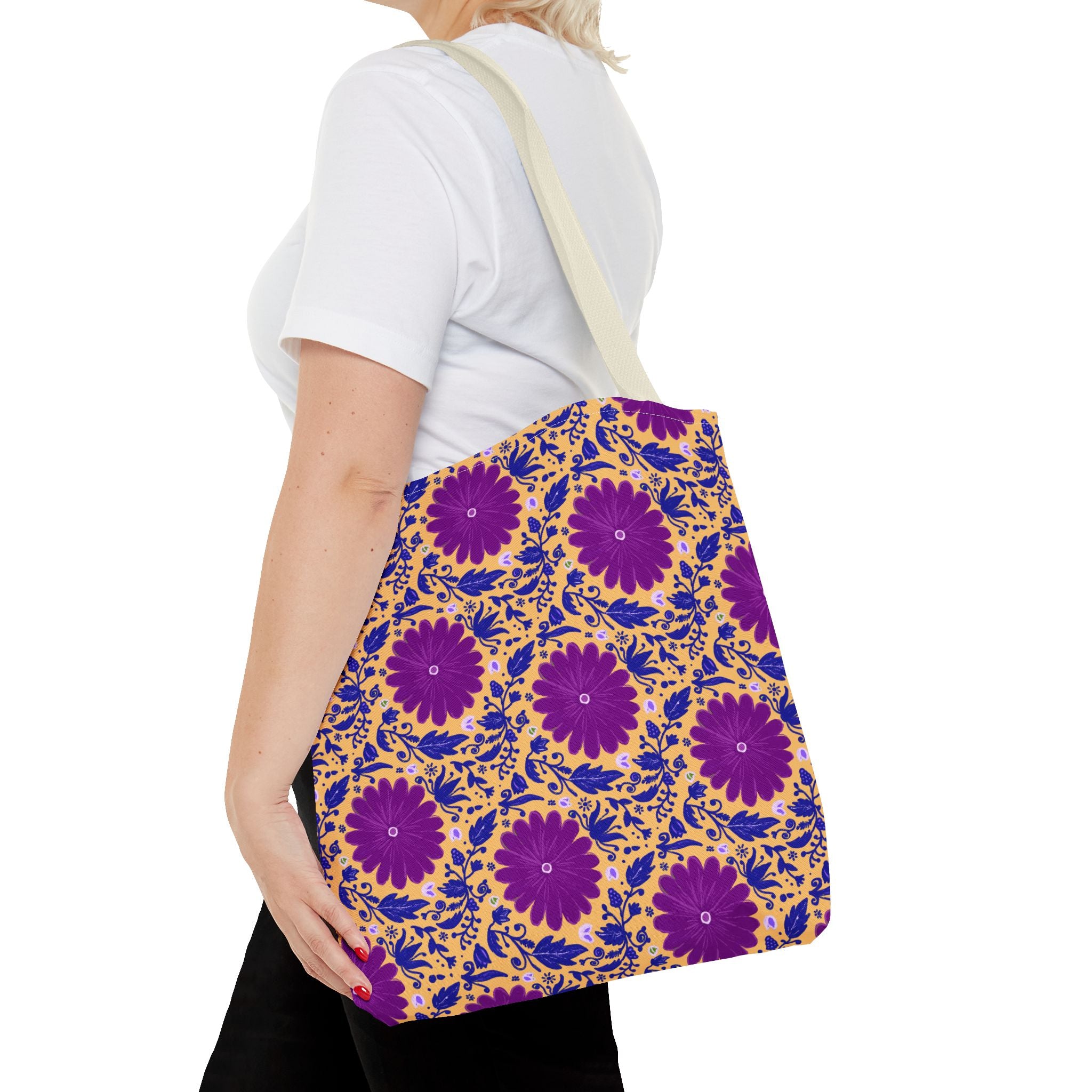 Botanic Susanah Purple Flower Print Tote Bag – Hand-Designed Print