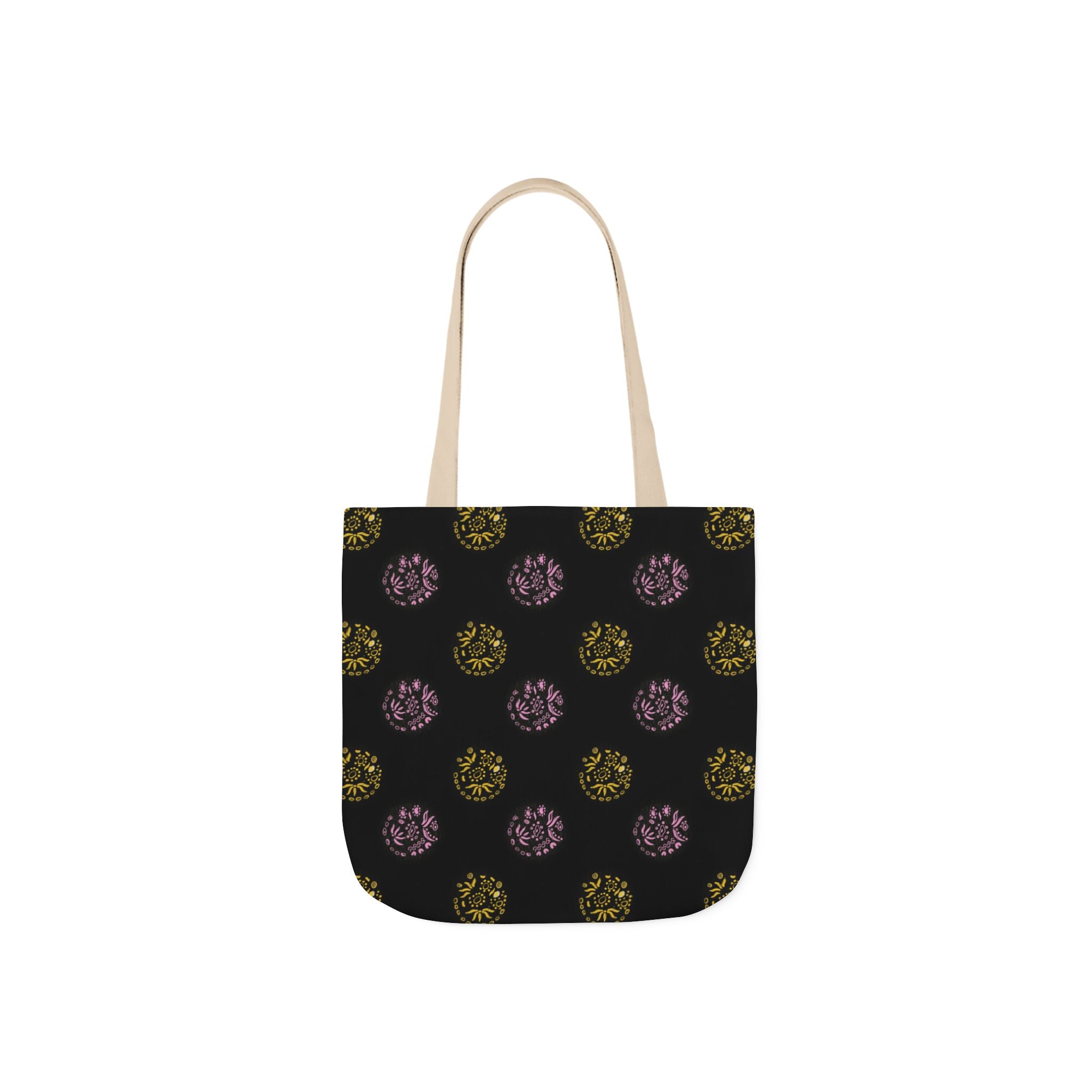 Black Abstract Canvas Tote Bag, 5-Color Straps