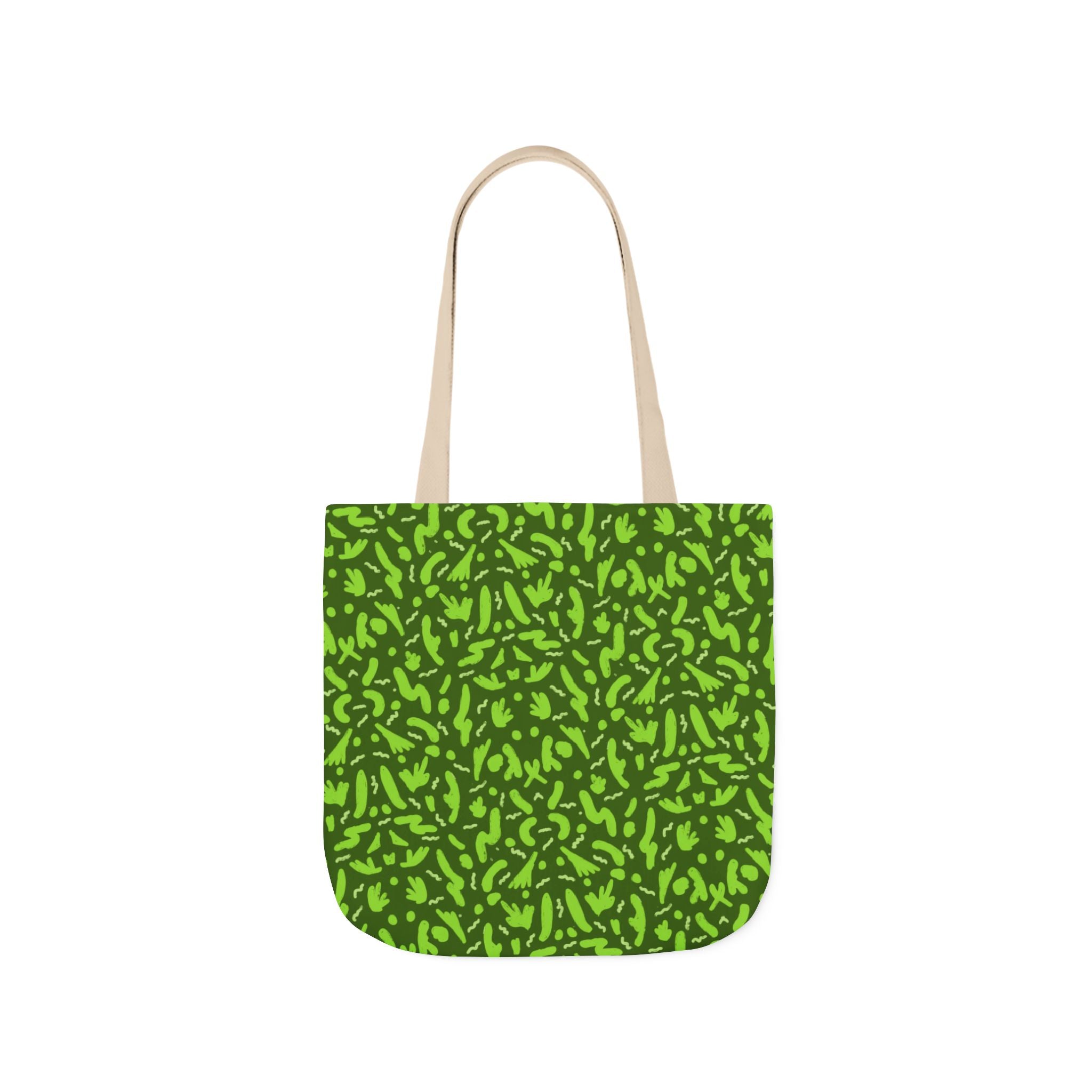 Green Botanic Reusable Canvas Tote Bag, 5-Color Straps Printify