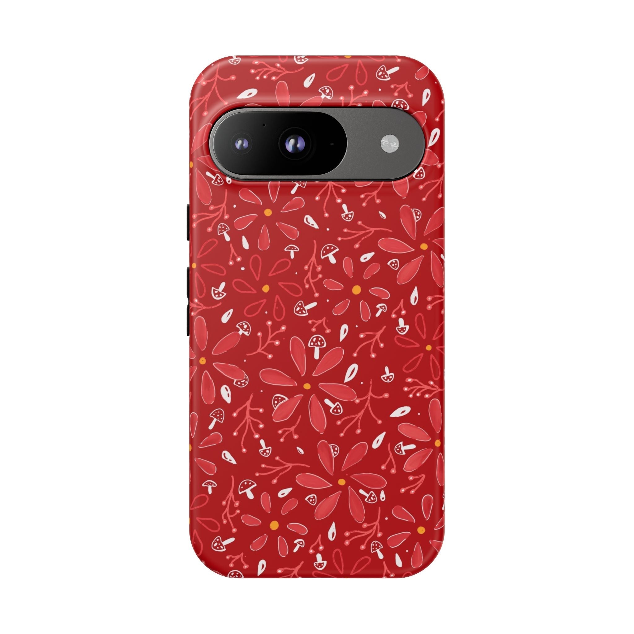 Red Flora Hand Designed Print Tough Cases Printify