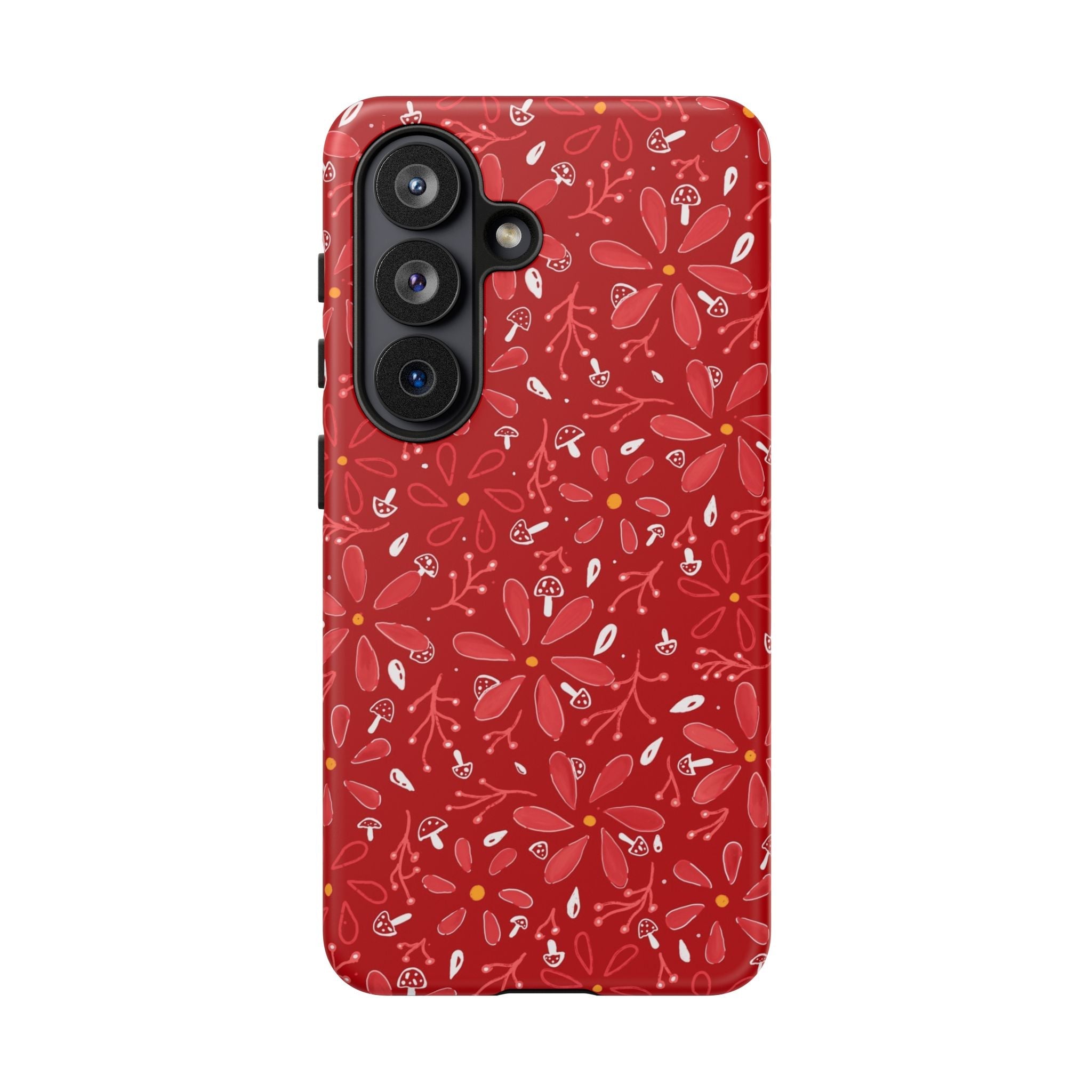 Red Flora Hand Designed Print Tough Cases Printify