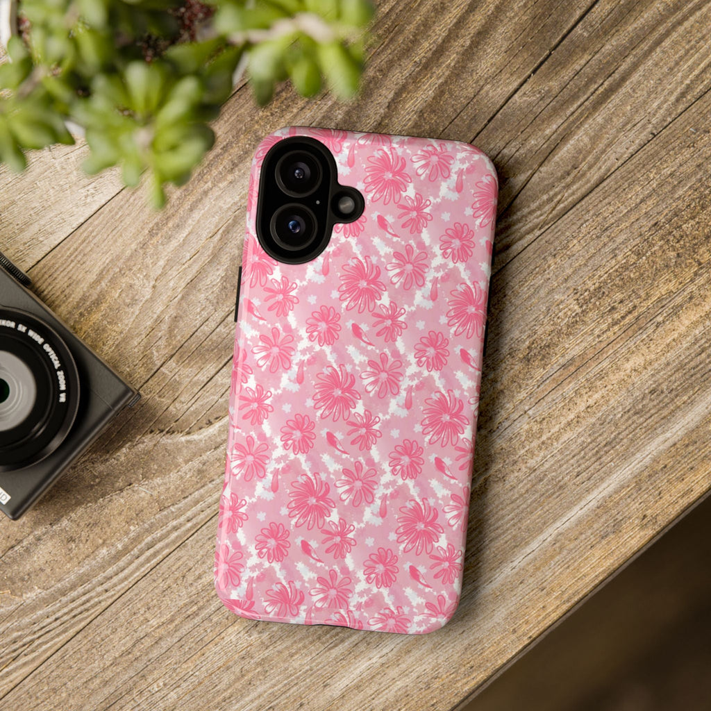 Flora Pink White Phone Case (Carry Original Art Drawn) Printify