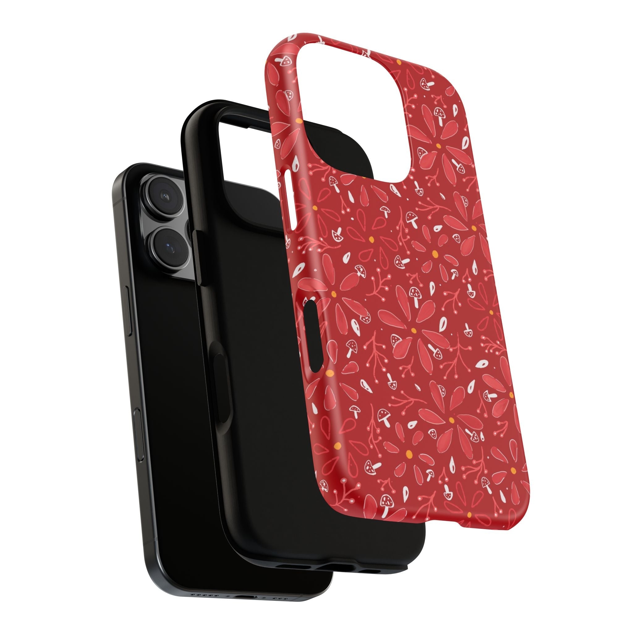 Red Flora Hand Designed Print Tough Cases Printify