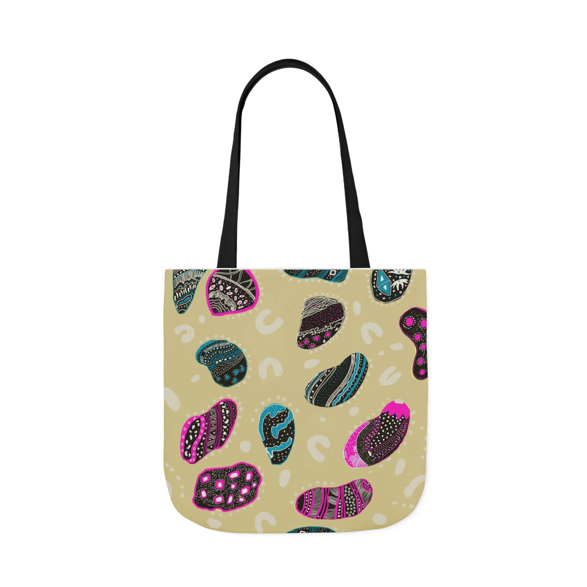 Modern Abstract Drawn Print Canvas Tote Bag, 5-Color Straps Printify