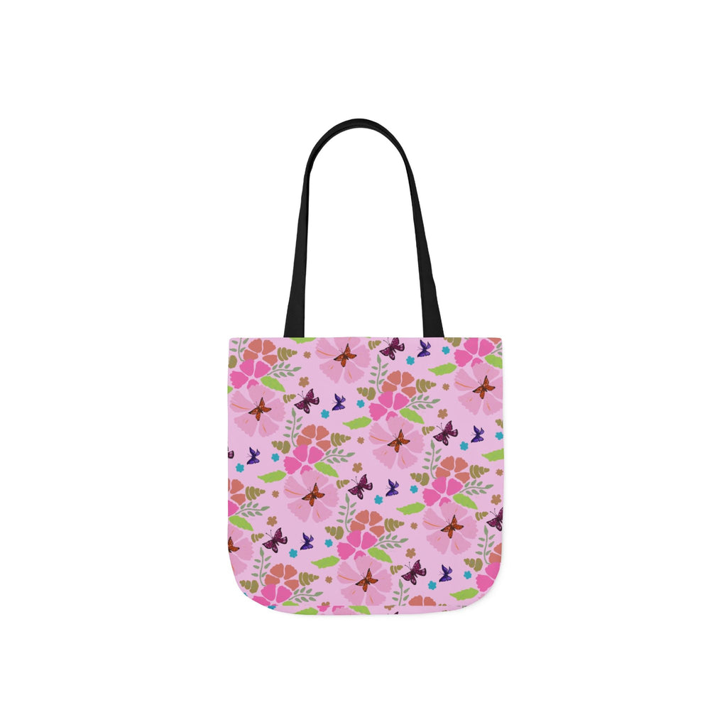 Pink Butterfly Garden Canvas Tote Bag, 5-Color Straps Printify