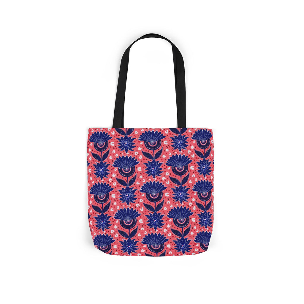Blue Pink Botanic Canvas Tote Bag, 5-Color Straps Printify