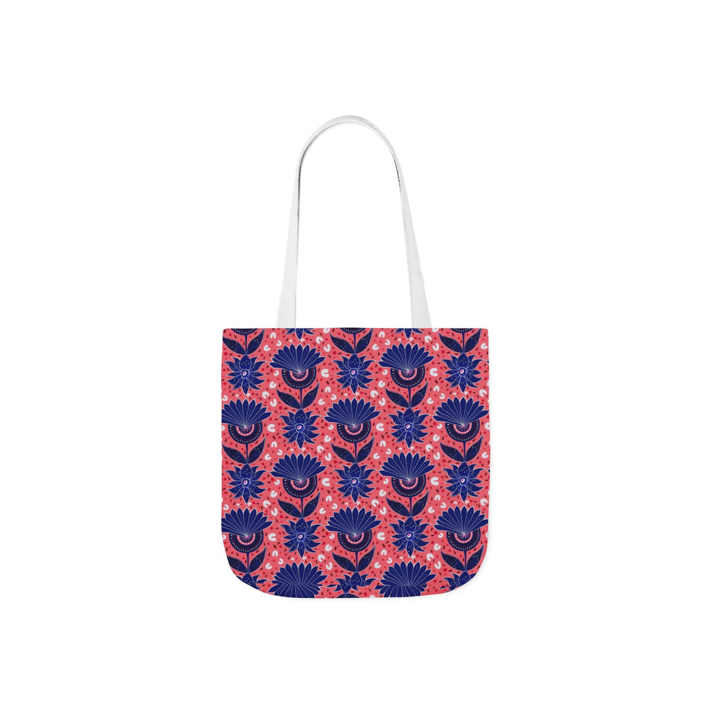 Blue Pink Botanic Canvas Tote Bag, 5-Color Straps Printify