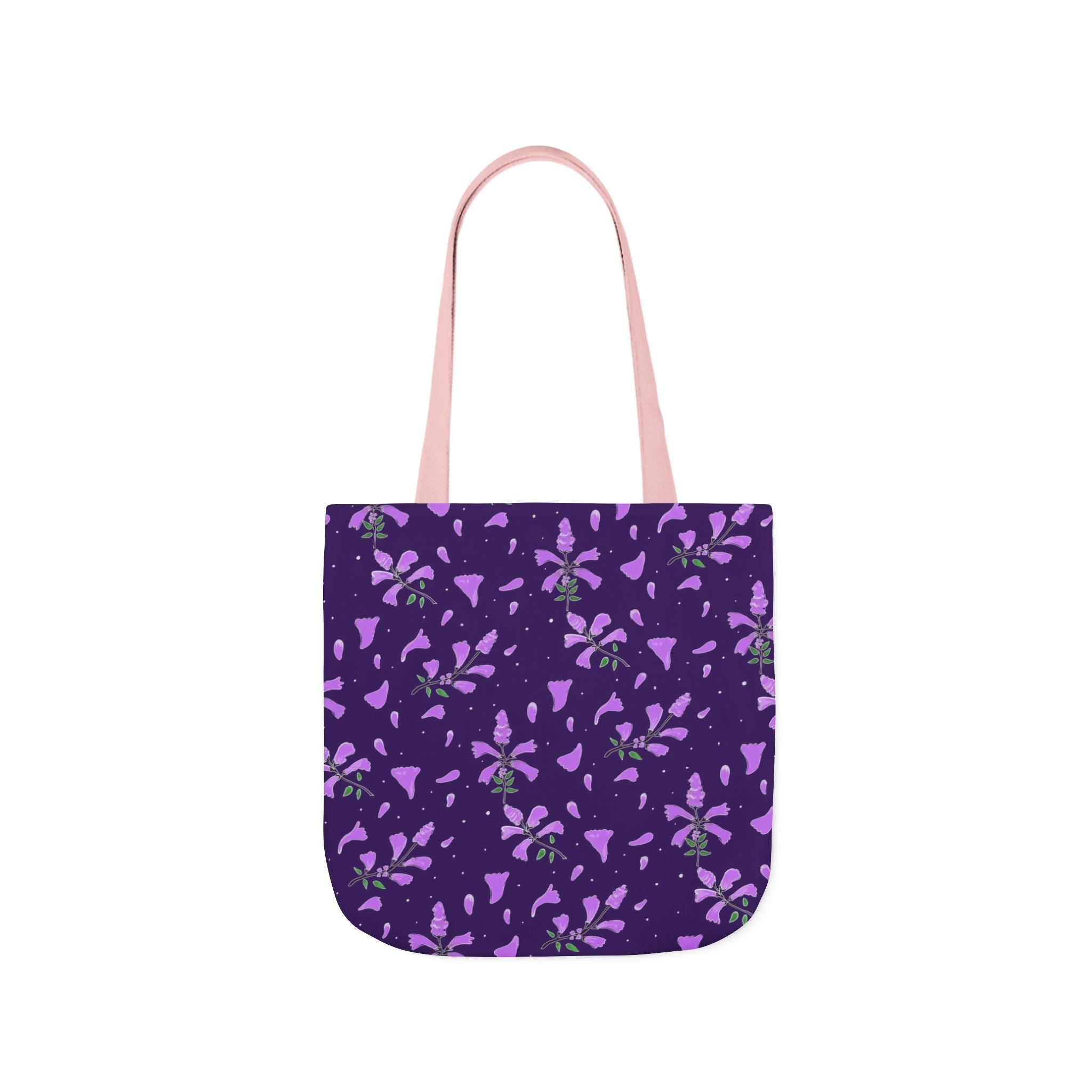 Wild Flower Purple Hand Designed Prints Canvas Tote Bag, 5-Color Straps Printify