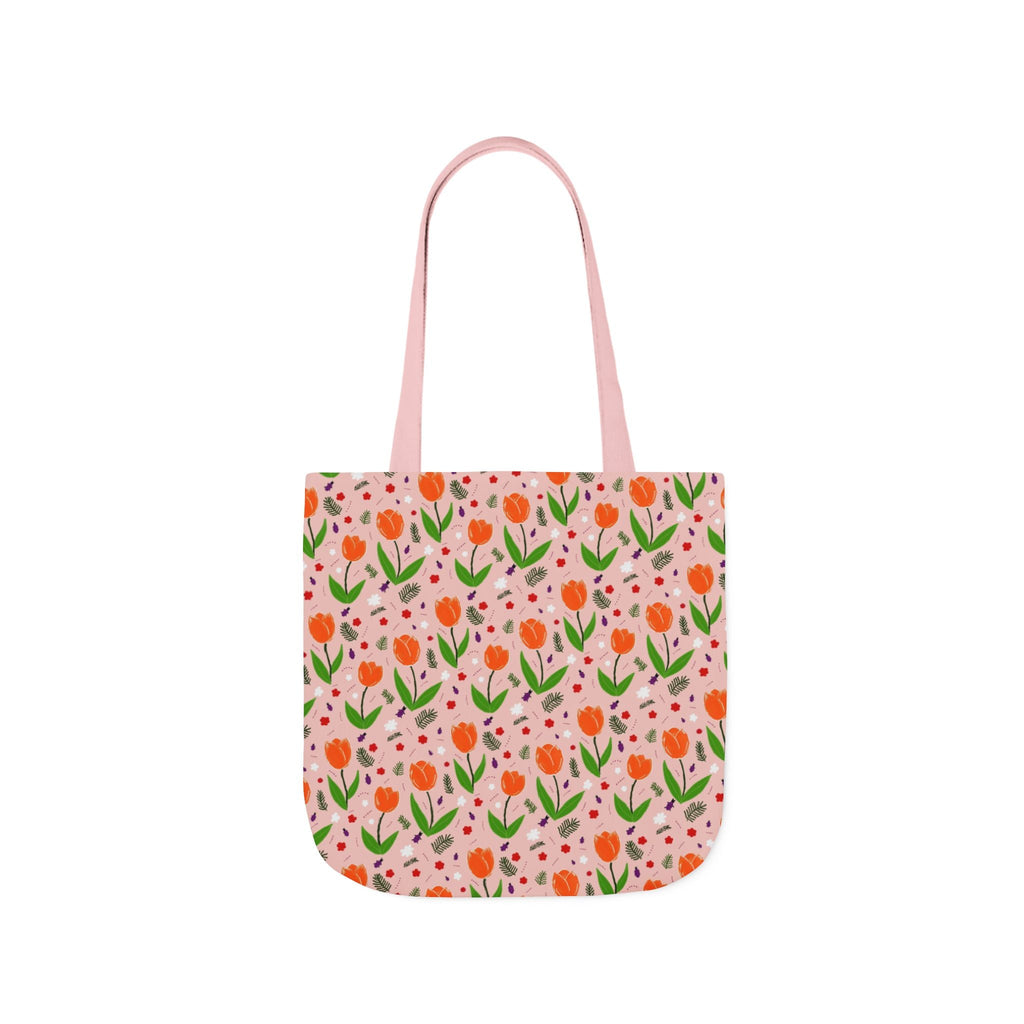 Orange Tulip Hand Designed Art Botanic Canvas Tote Bag, 5-Color Straps Printify